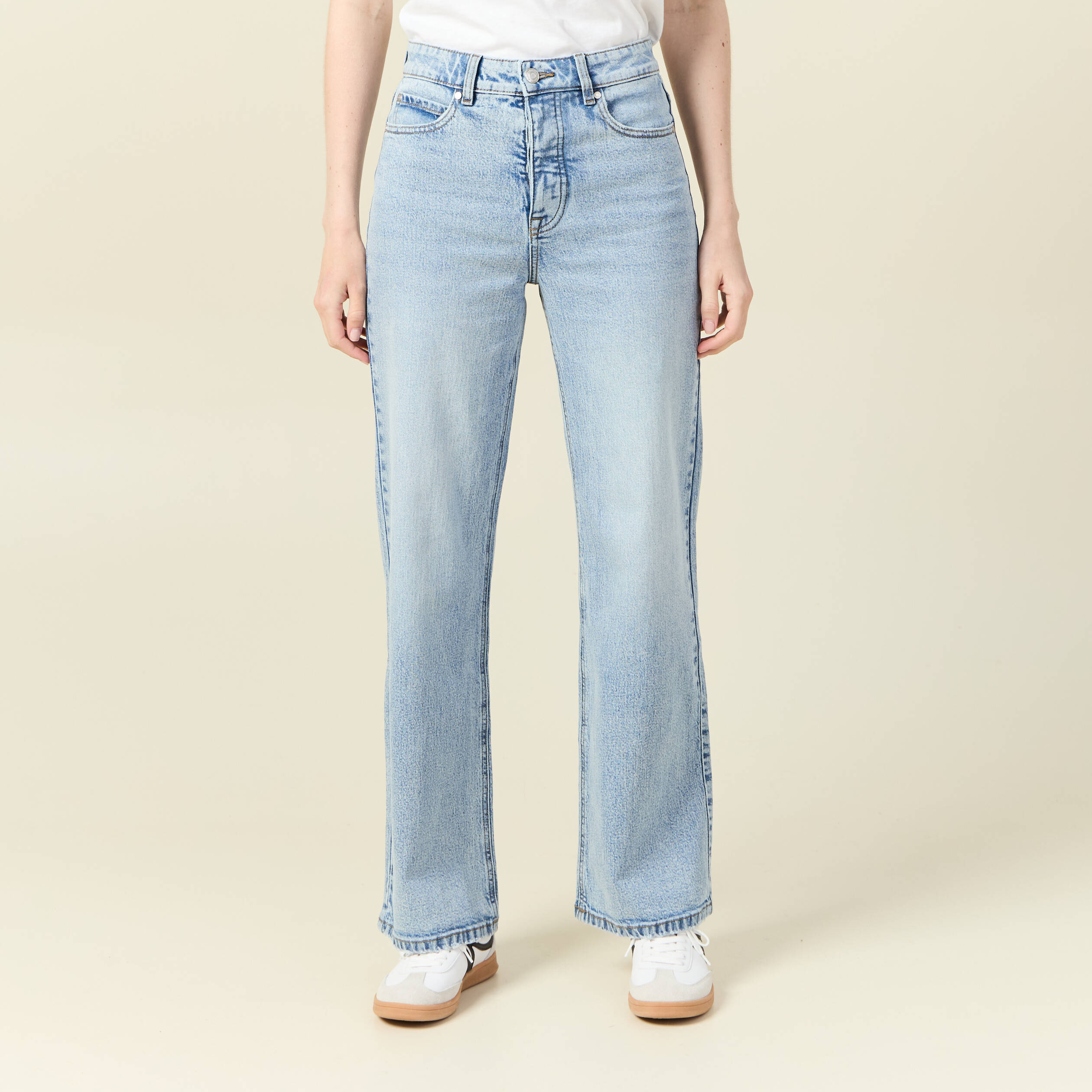 jeans large eco responsable denim snow bleu femme Jeans large éco-responsable denim snow bleu femme