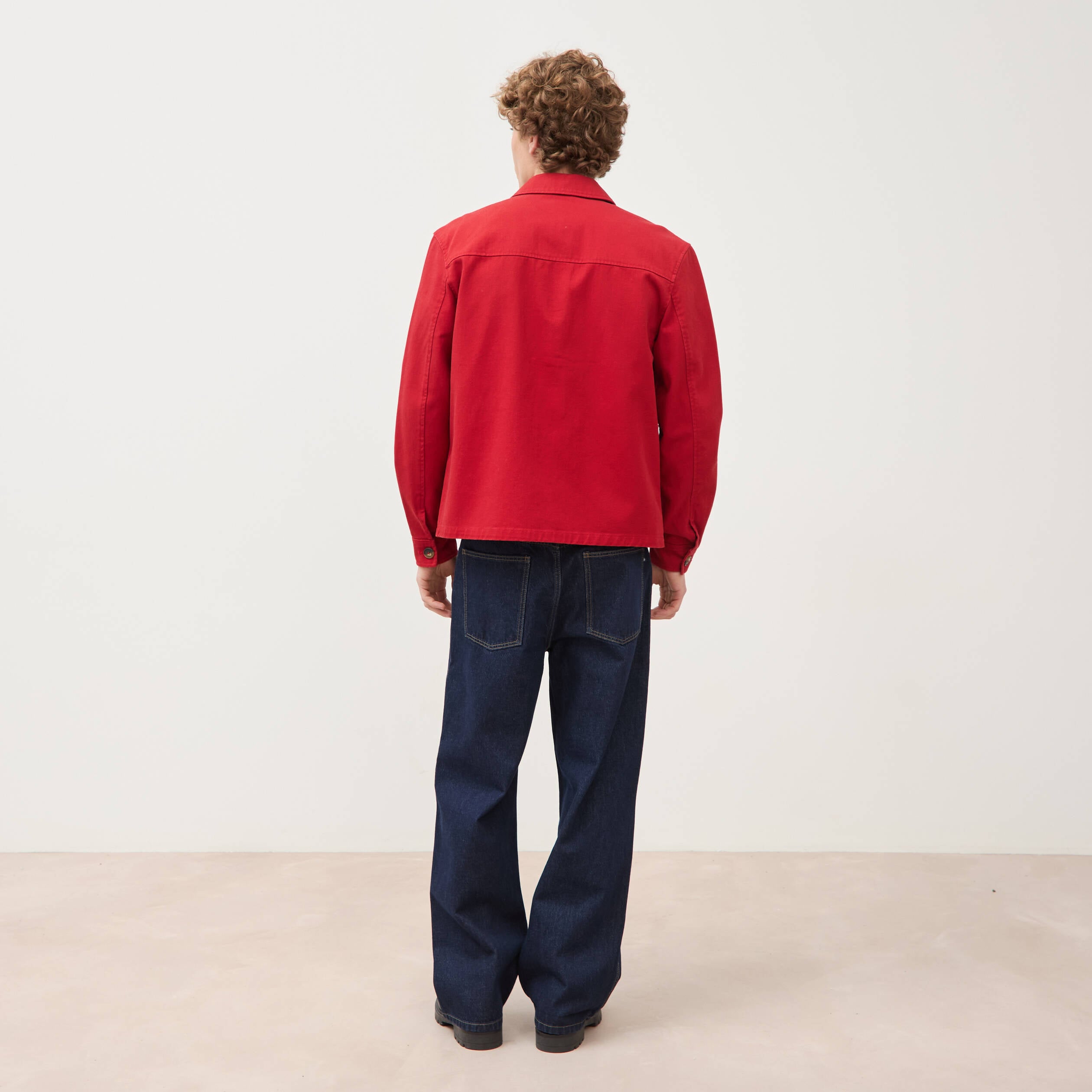 Surchemise droite en coton rouge fonc&eacute; homme