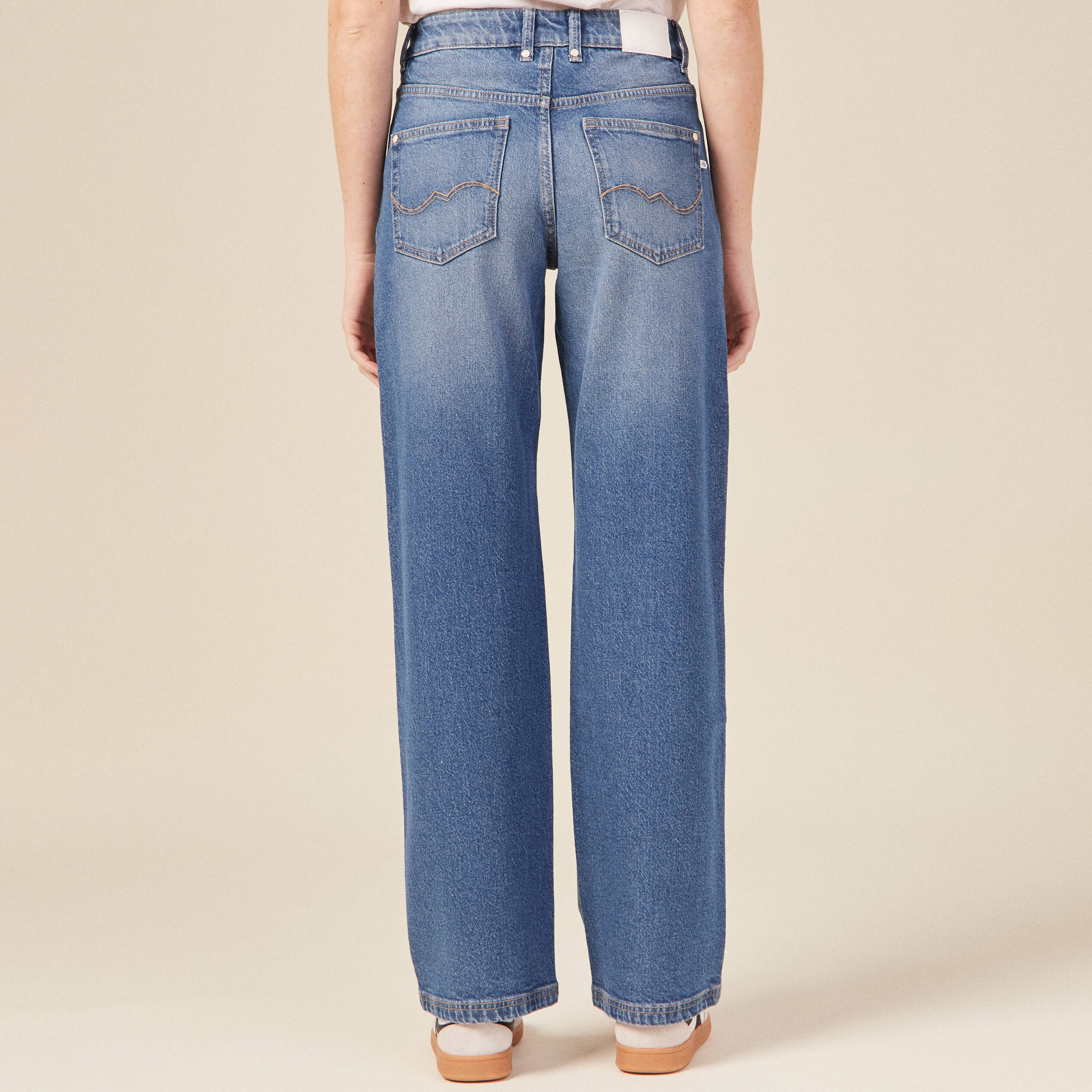 Jeans wide leg denim stone femme Bonobo