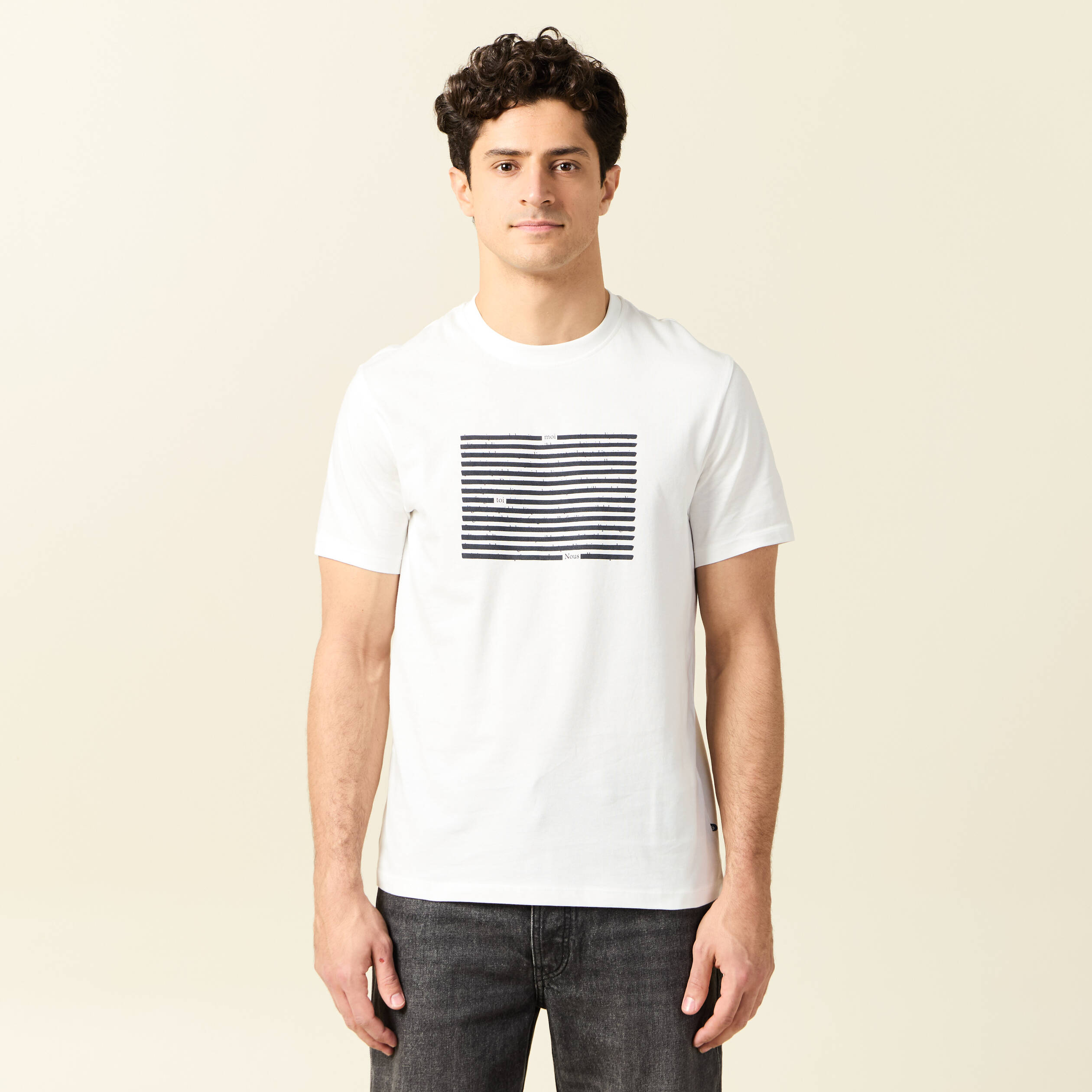 t shirt manches courtes ecru homme T-shirt manches courtes ecru homme