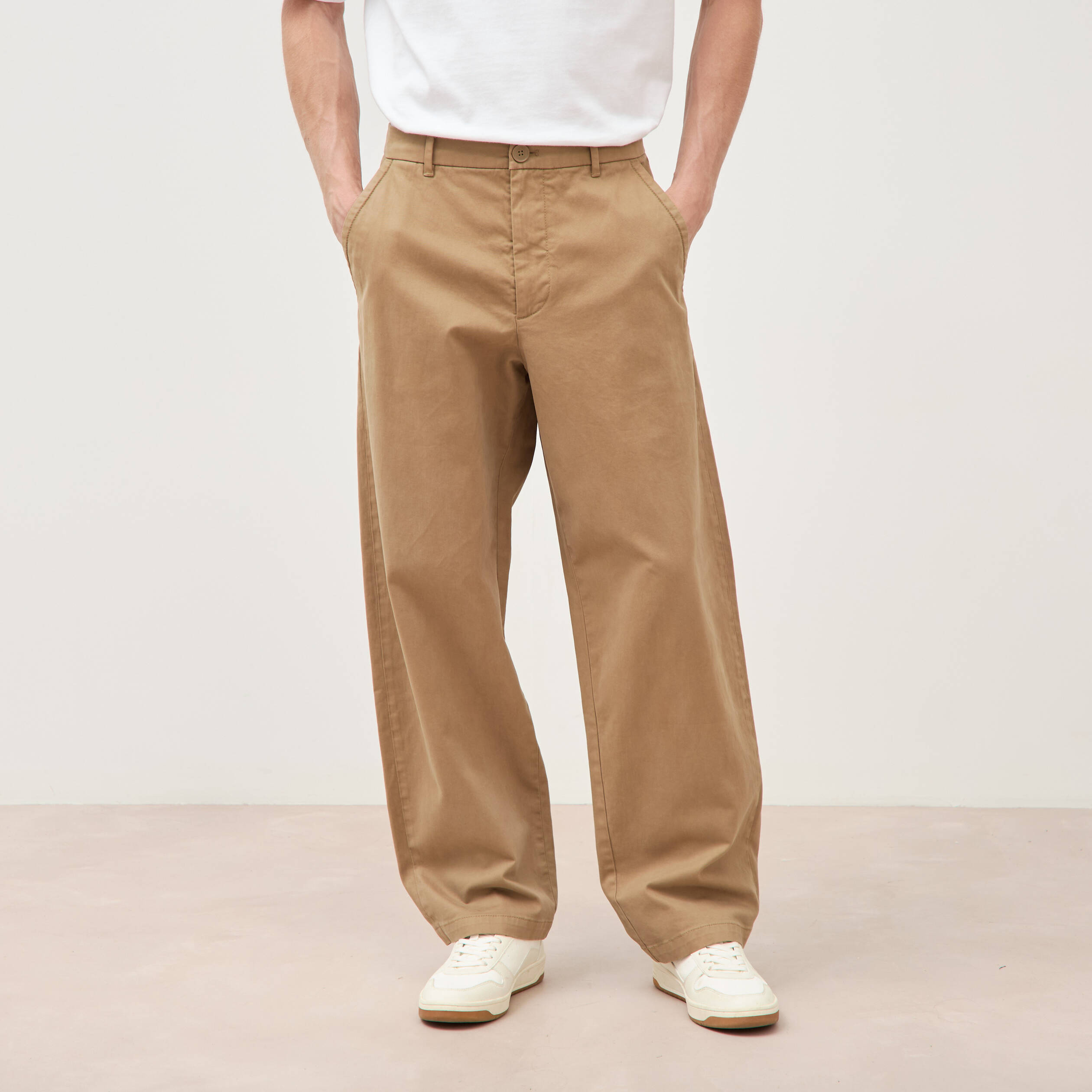 Pantalon coupe large vert kaki homme