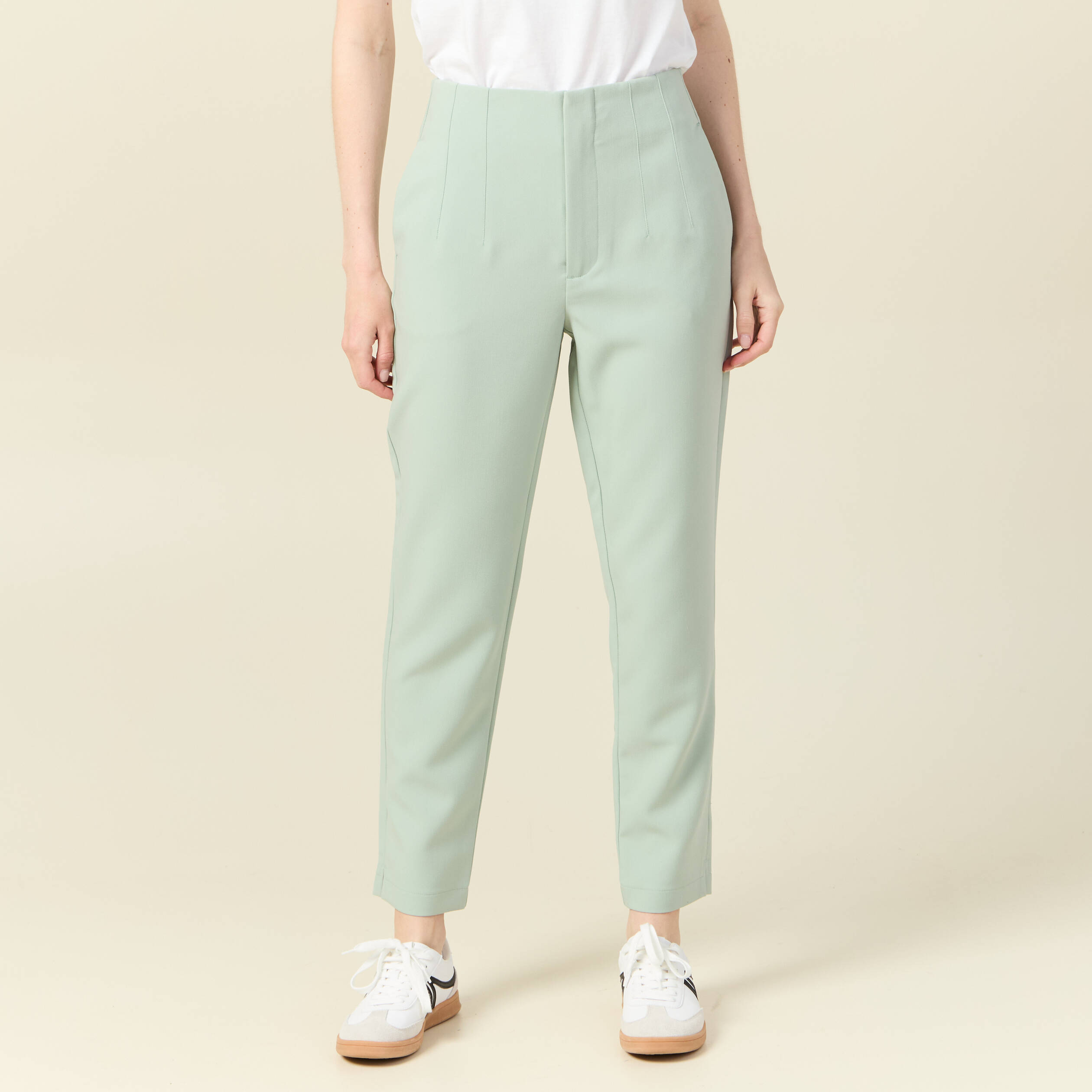 pantalon cigarette vert olive femme Pantalon cigarette vert olive femme