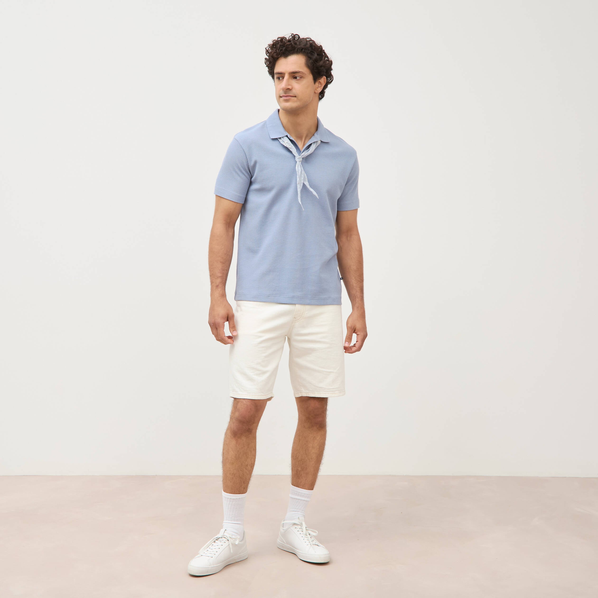 Polo manches courtes bleu gris homme