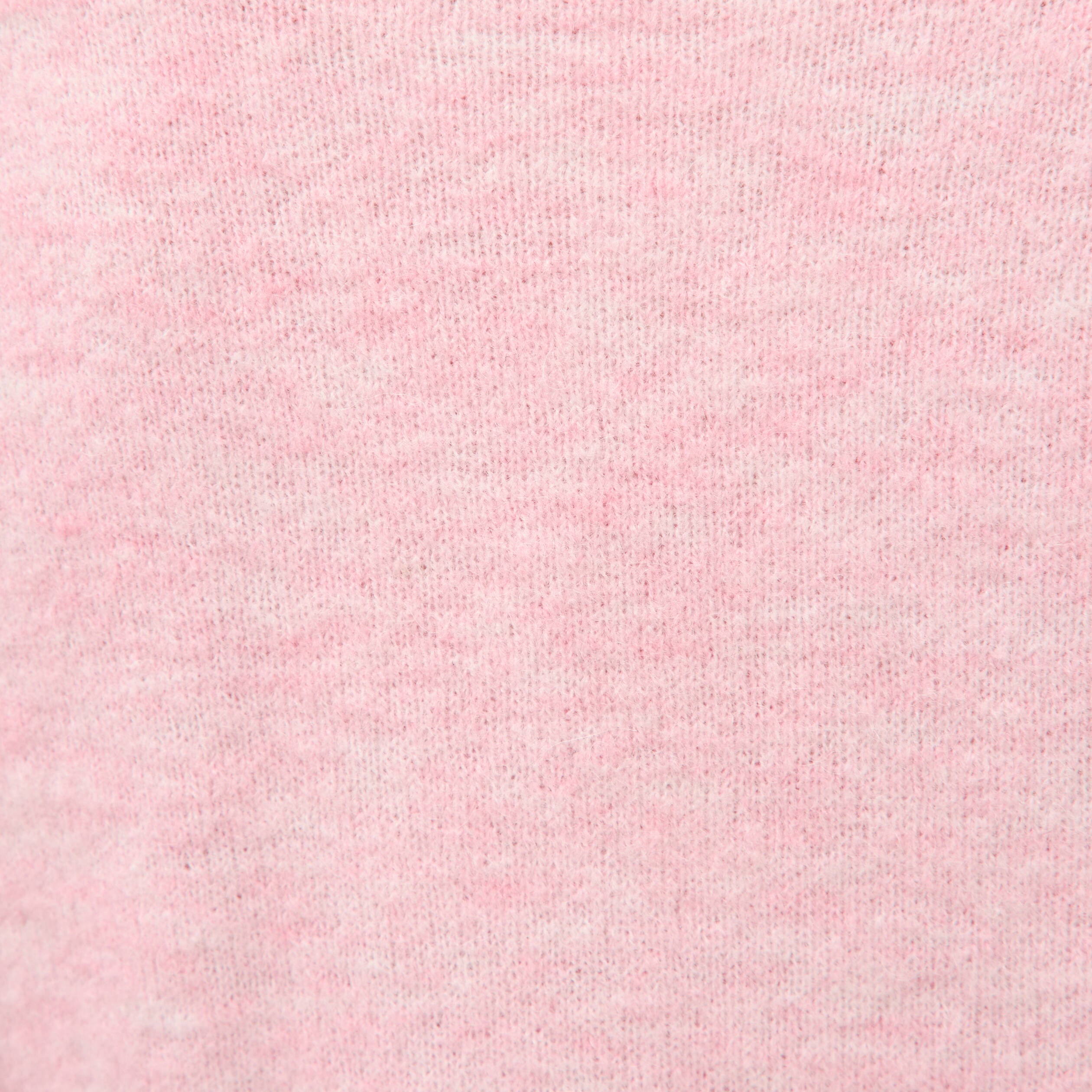 Pull droit court col v manches courtes rose clair femme