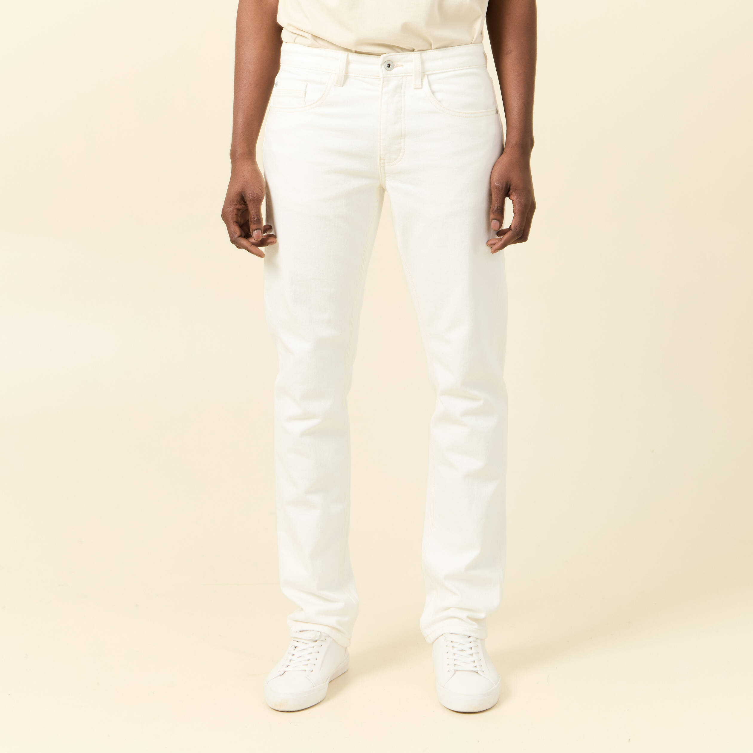 Jeans éco-responsable straight denim blanc homme