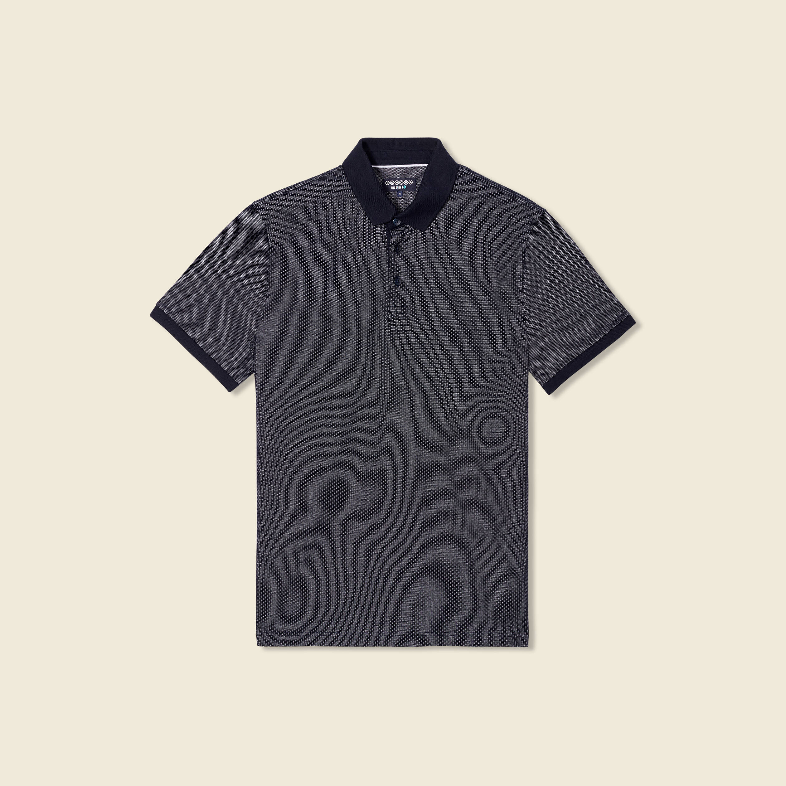 Polo cintr&eacute; manches courtes col polo bleu marine homme