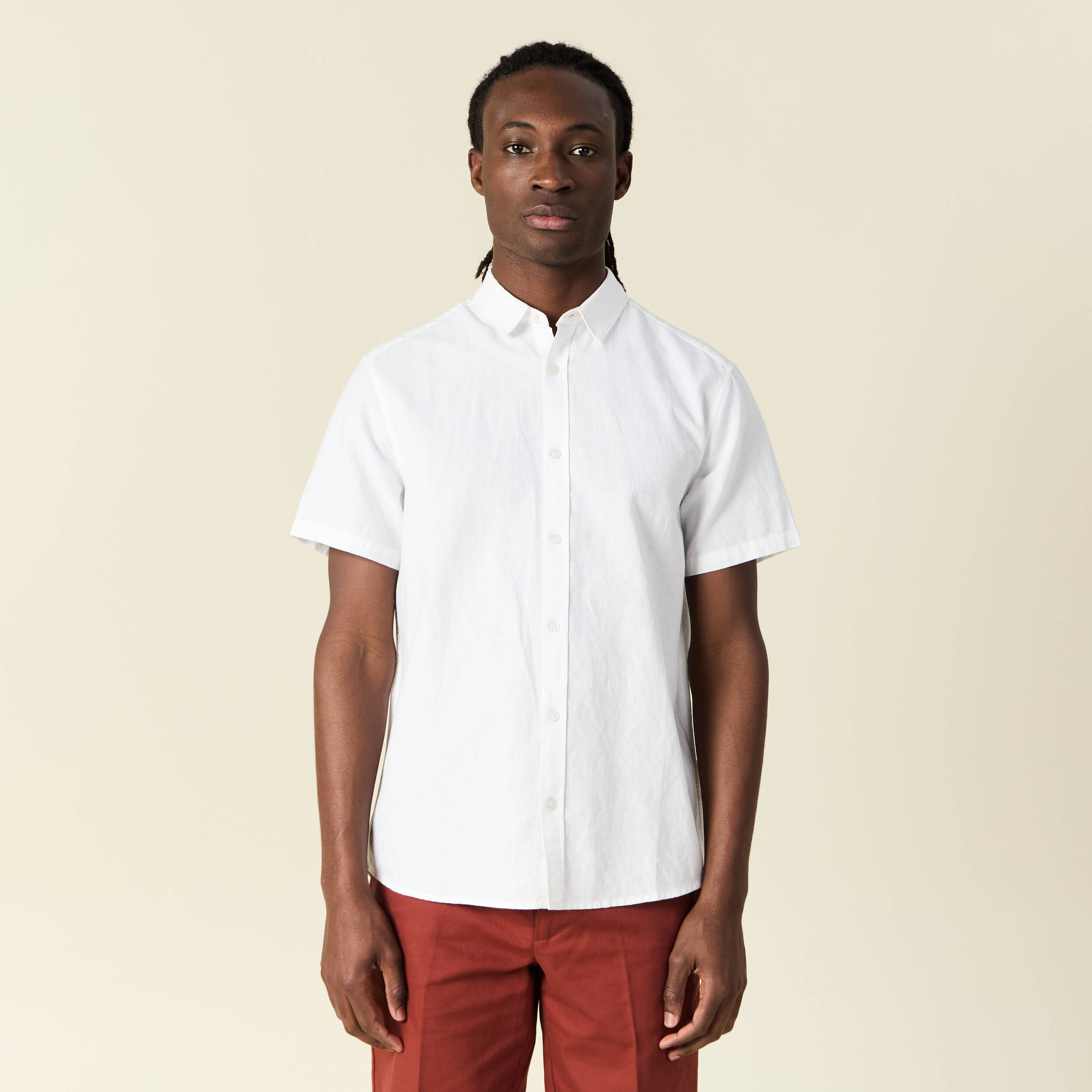 Chemise manches courtes blanc homme