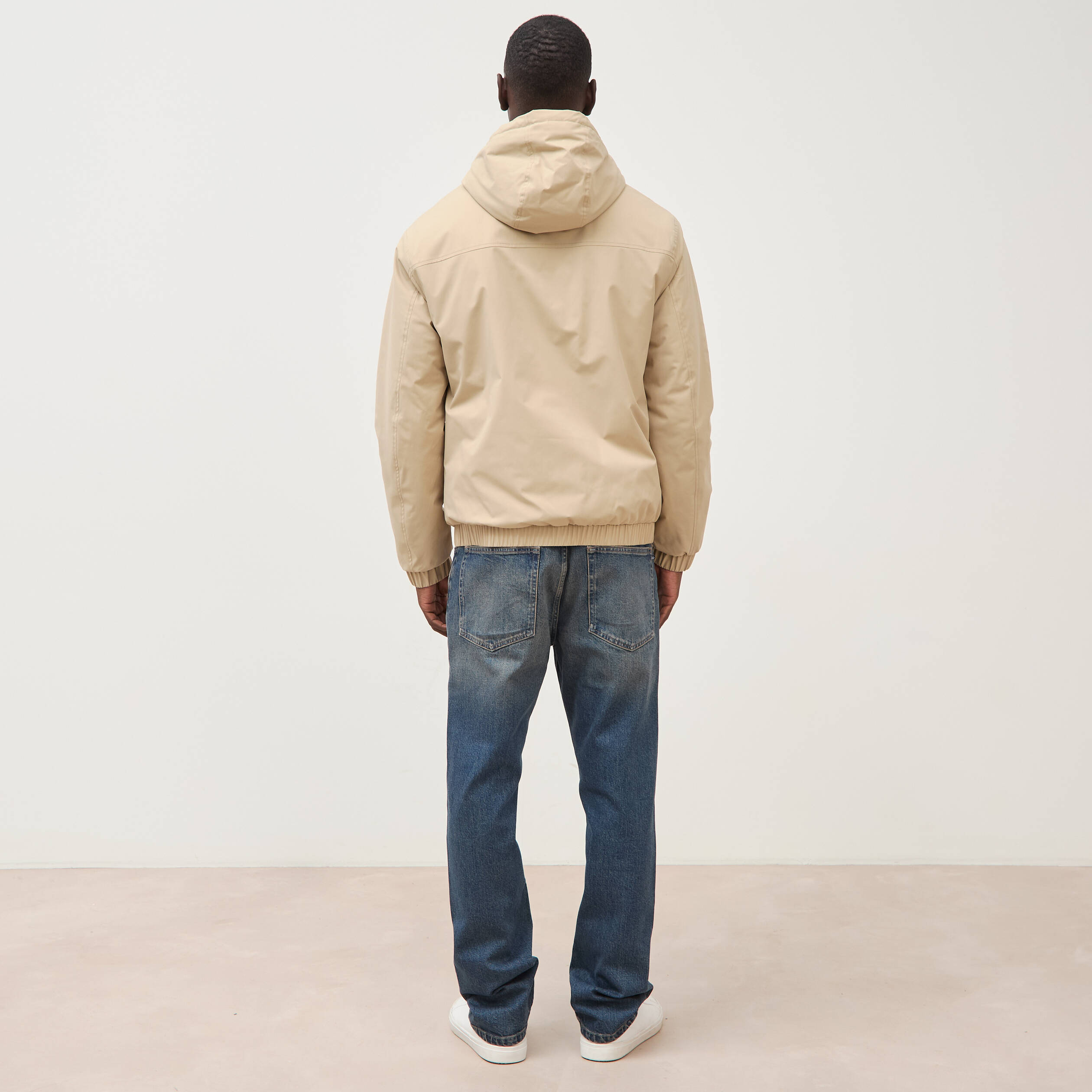 Parka coupe r&eacute;guli&egrave;re &agrave; capuche beige homme