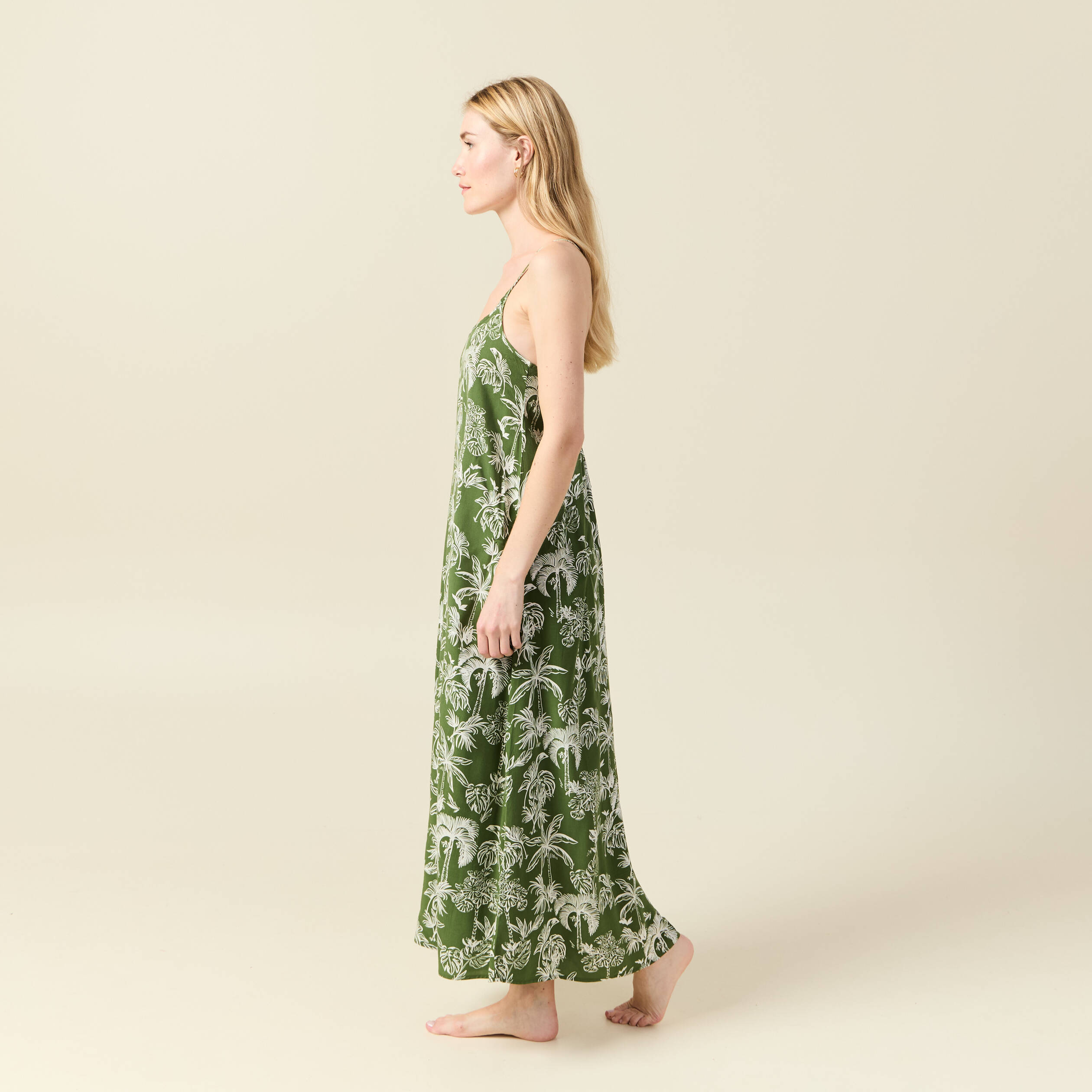 robe longue droite bretelles vert femme Robe longue droite bretelles vert femme