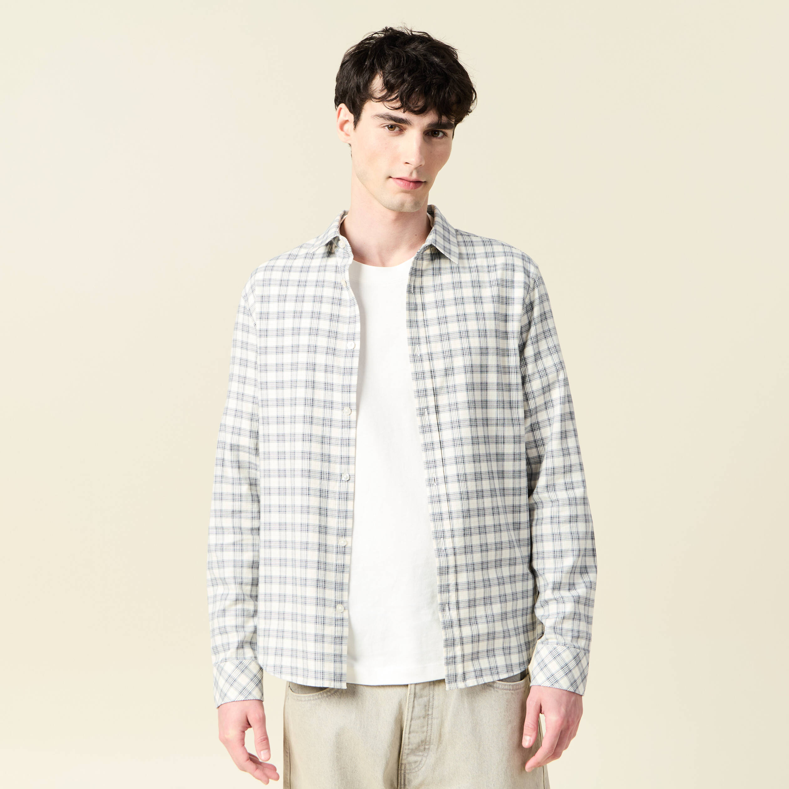 Chemise manches longues beige homme