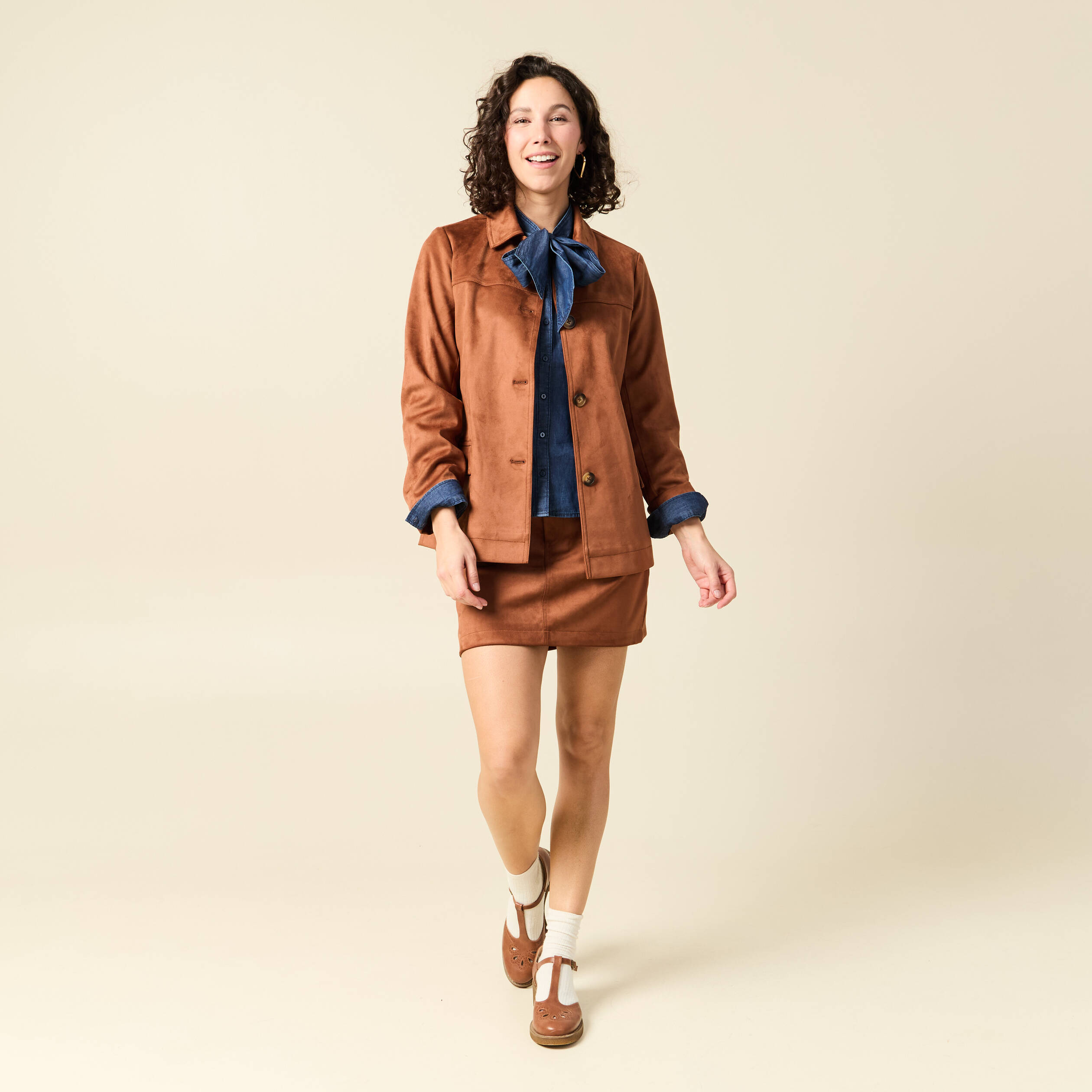 Veste manches longues doubl&eacute;e camel femme