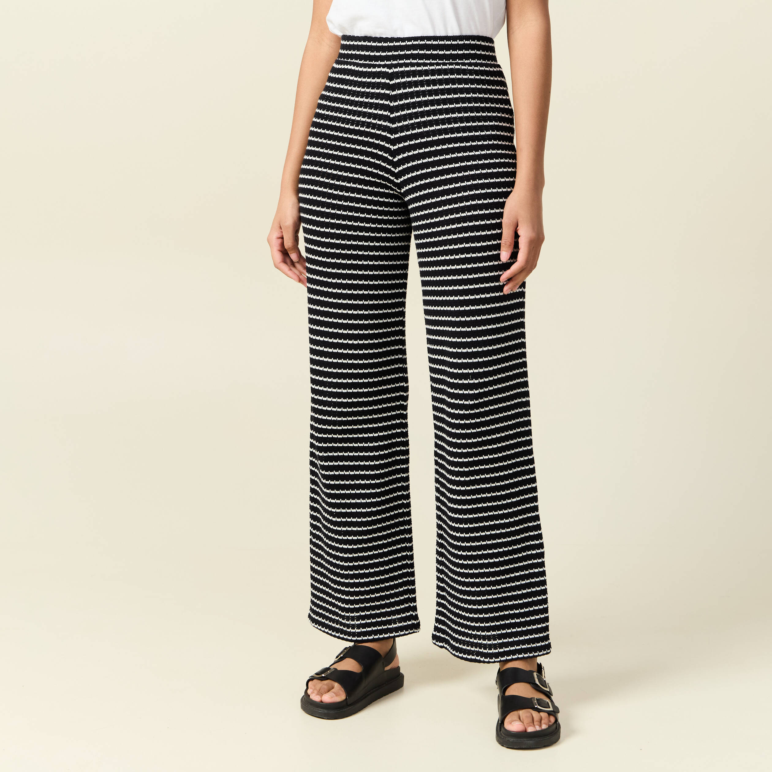 pantalon large en maille noir femme Pantalon large en maille noir femme