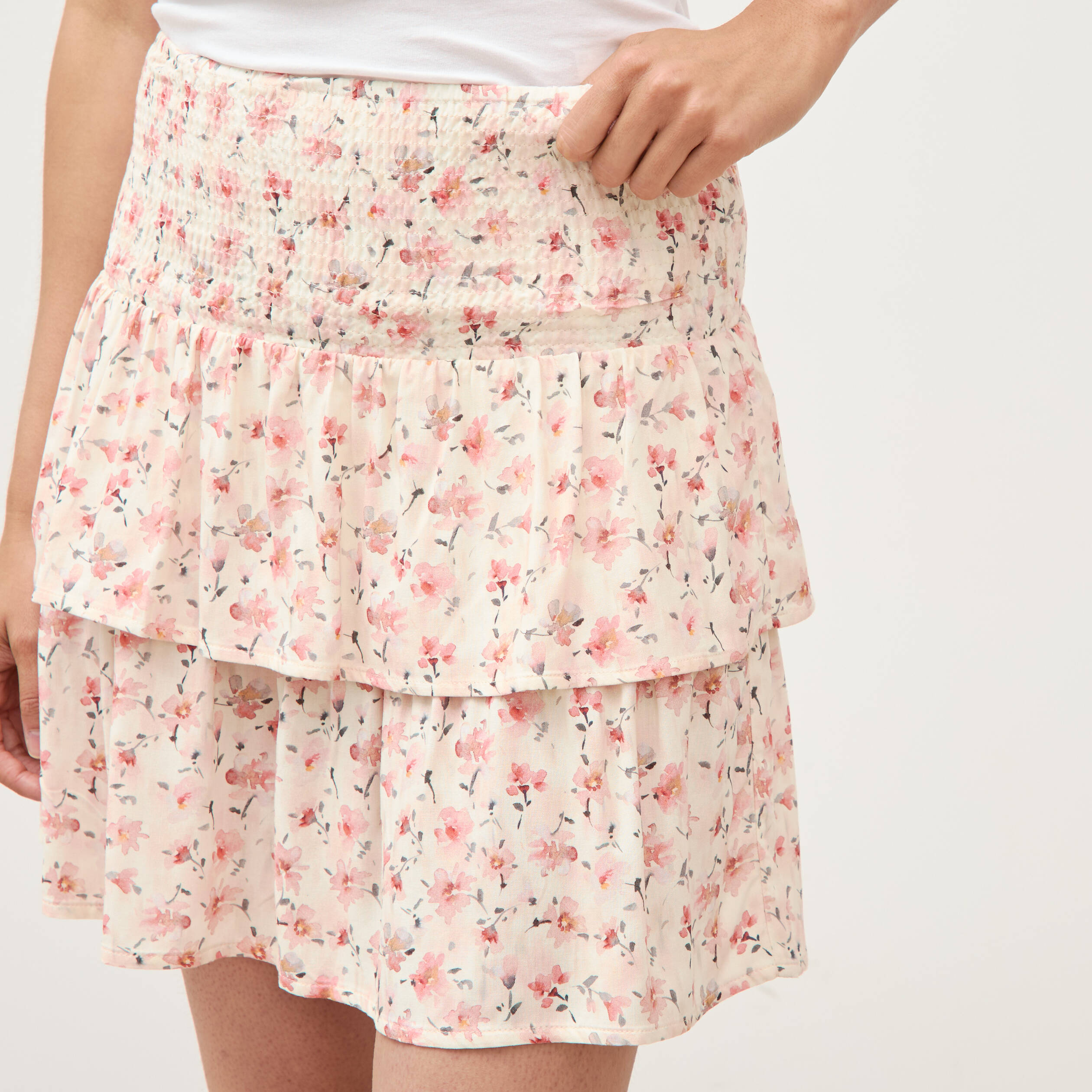 Mini-jupe taille haute fluide noir femme