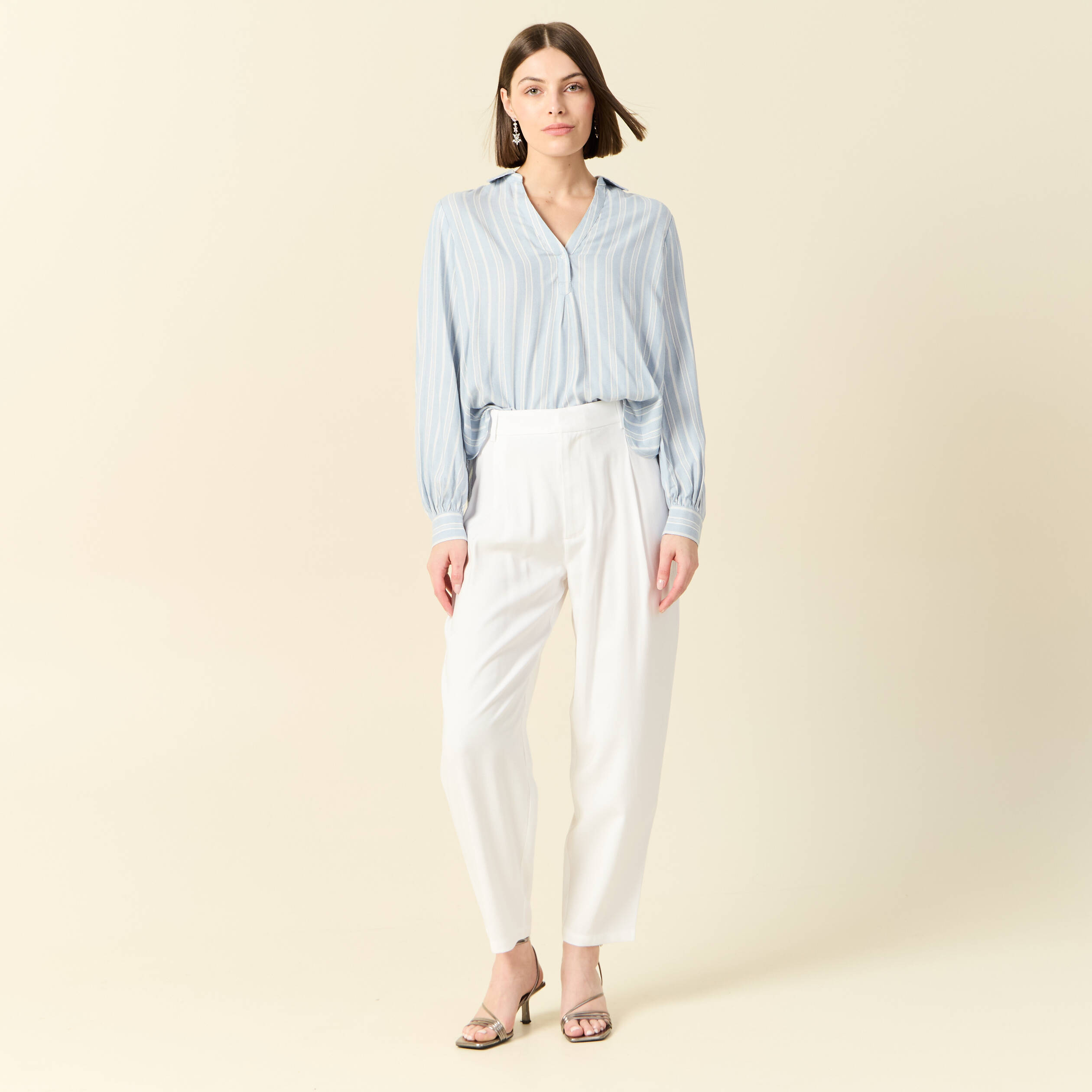 Blouse manches longues bleu femme