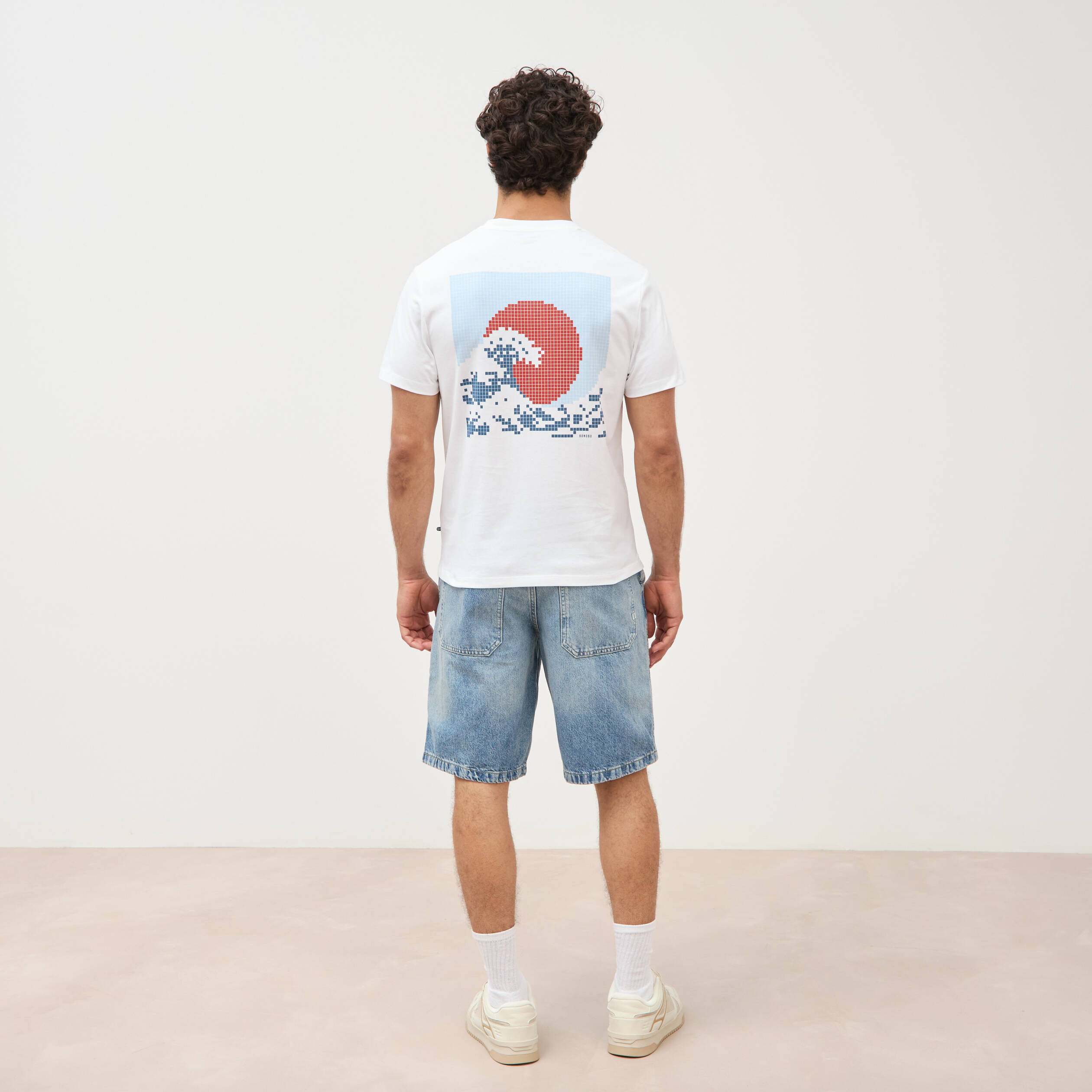T-shirt droit en coton manches courtes blanc homme