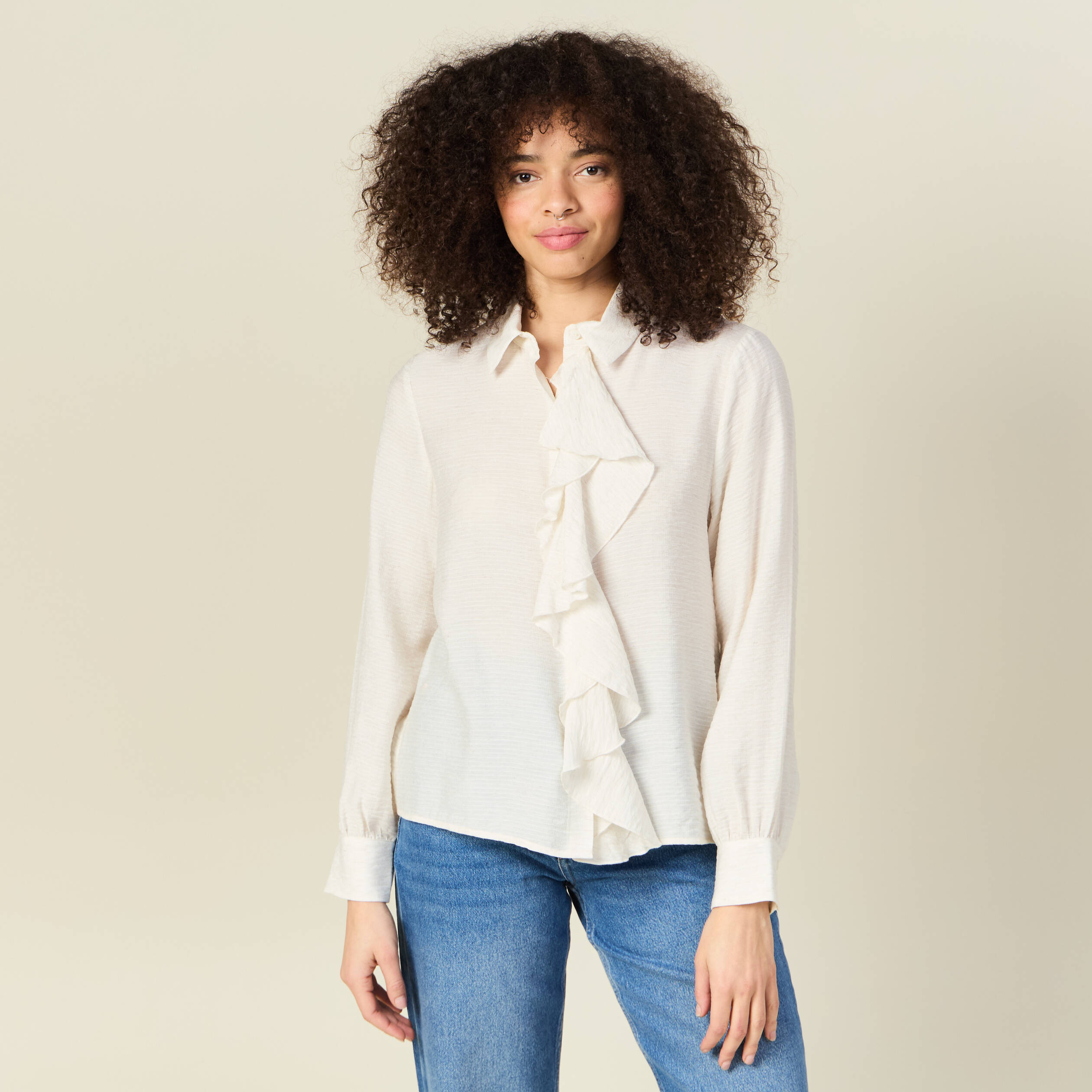 chemise manches longues ecru femme Chemise manches longues ecru femme