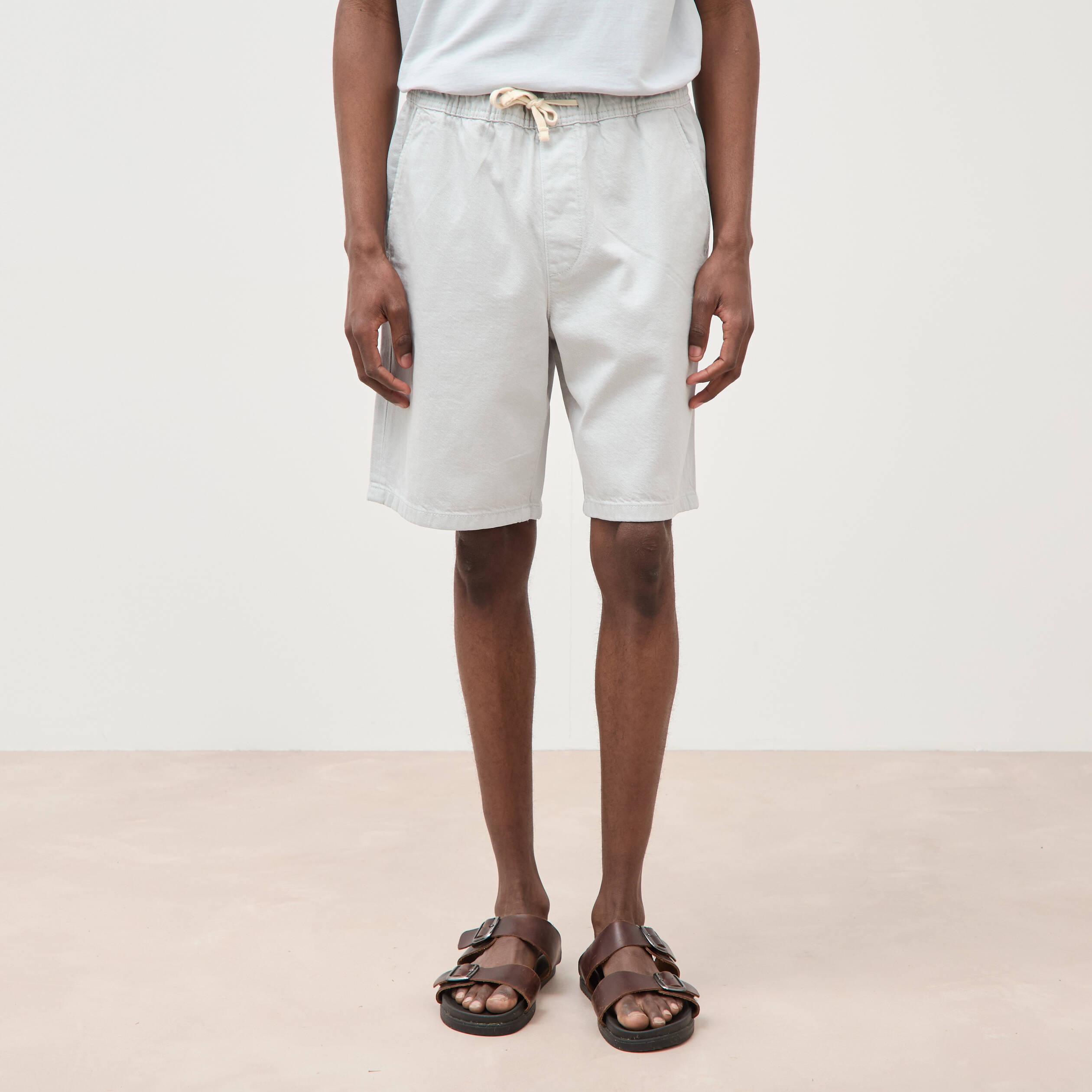 Bermuda en coton gris clair homme