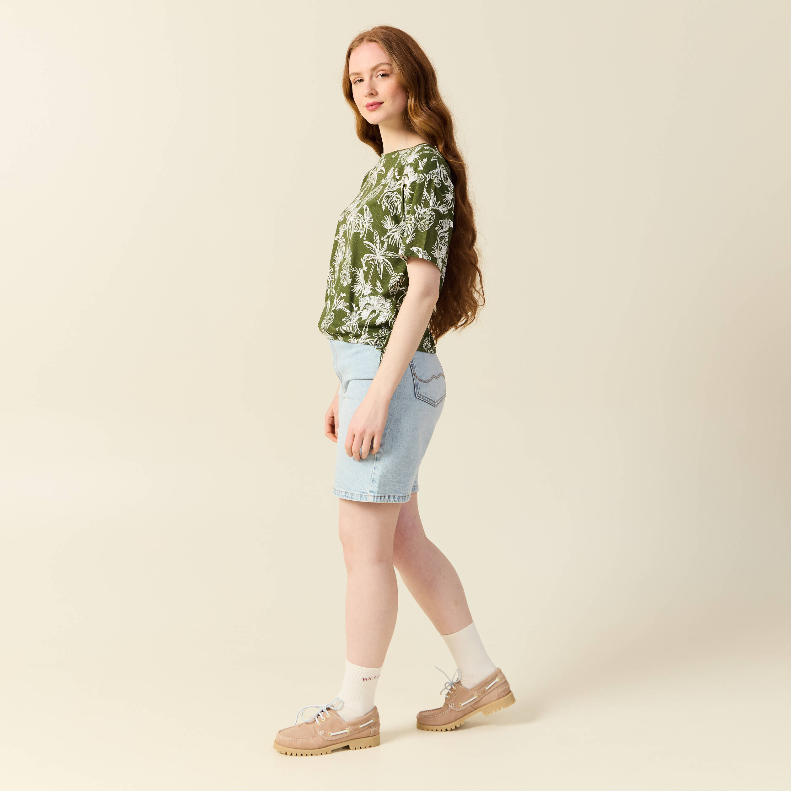 T-shirt oversize manches courtes vert femme