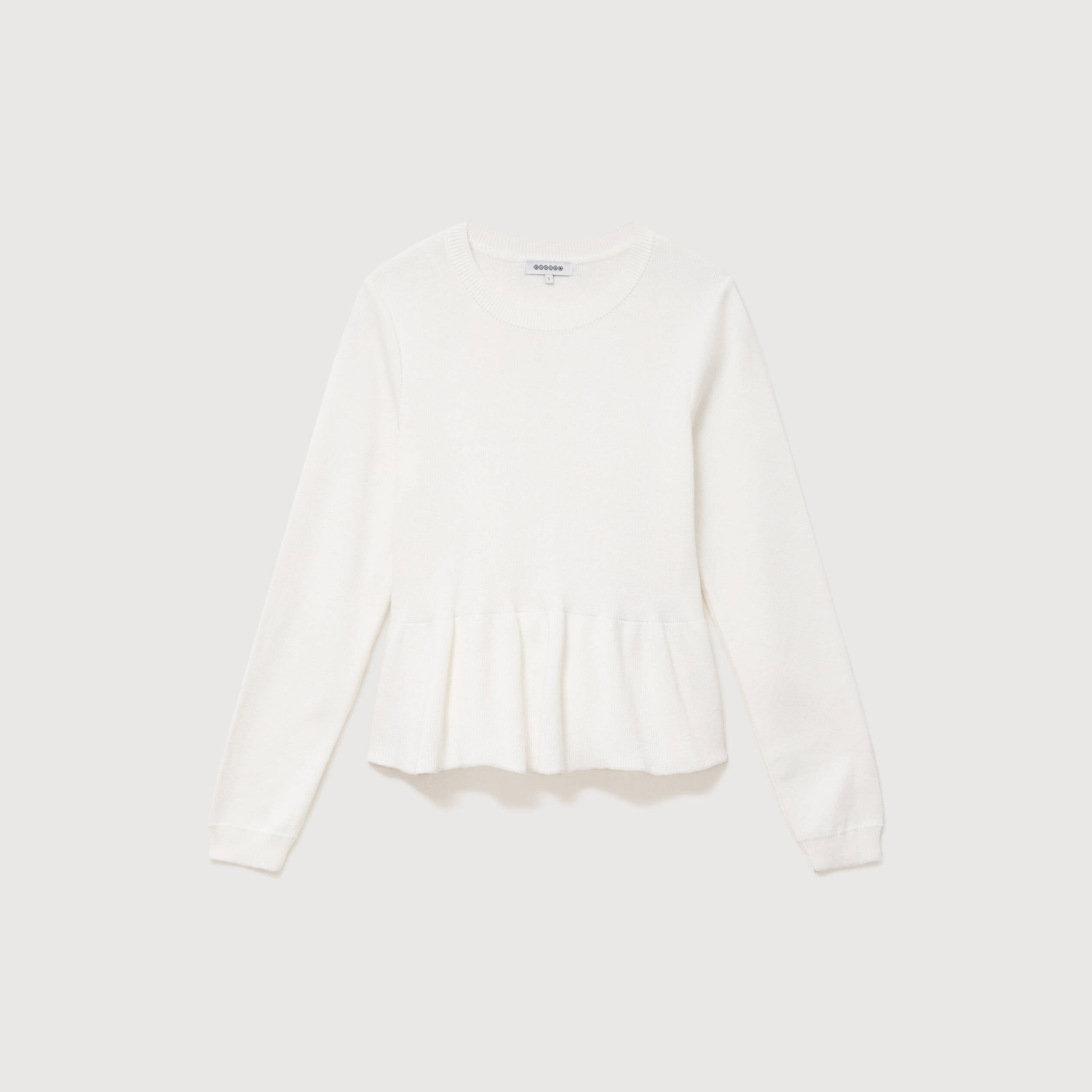 Pull col rond manches longues ecru femme