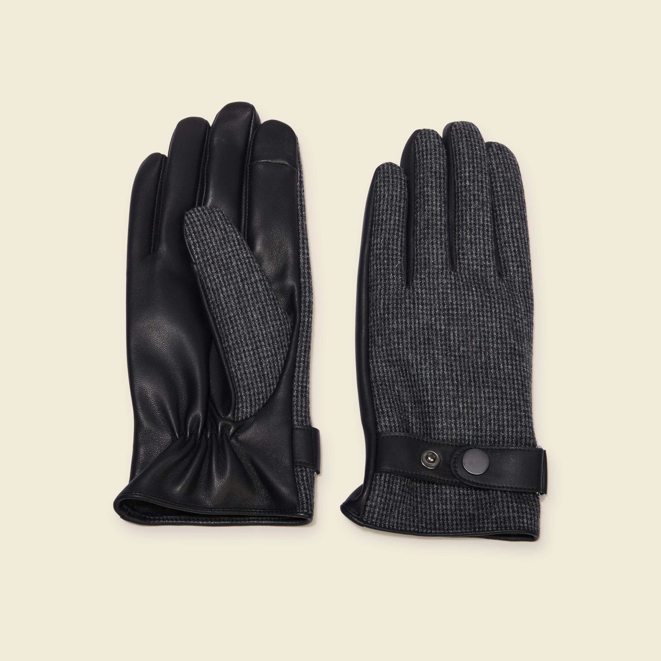 Gants en cuir avec doublure noir homme