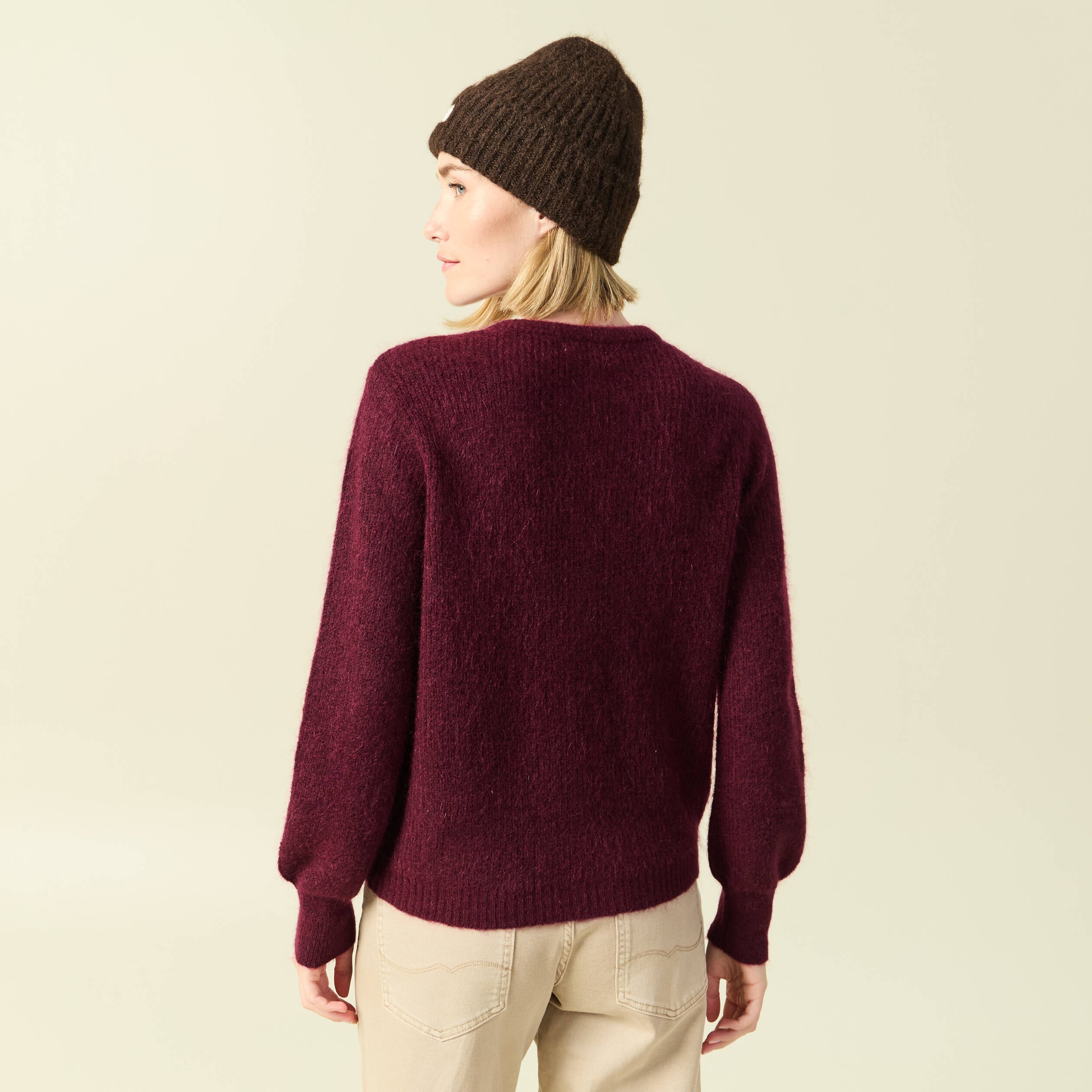 Gilet manches longues bordeaux femme