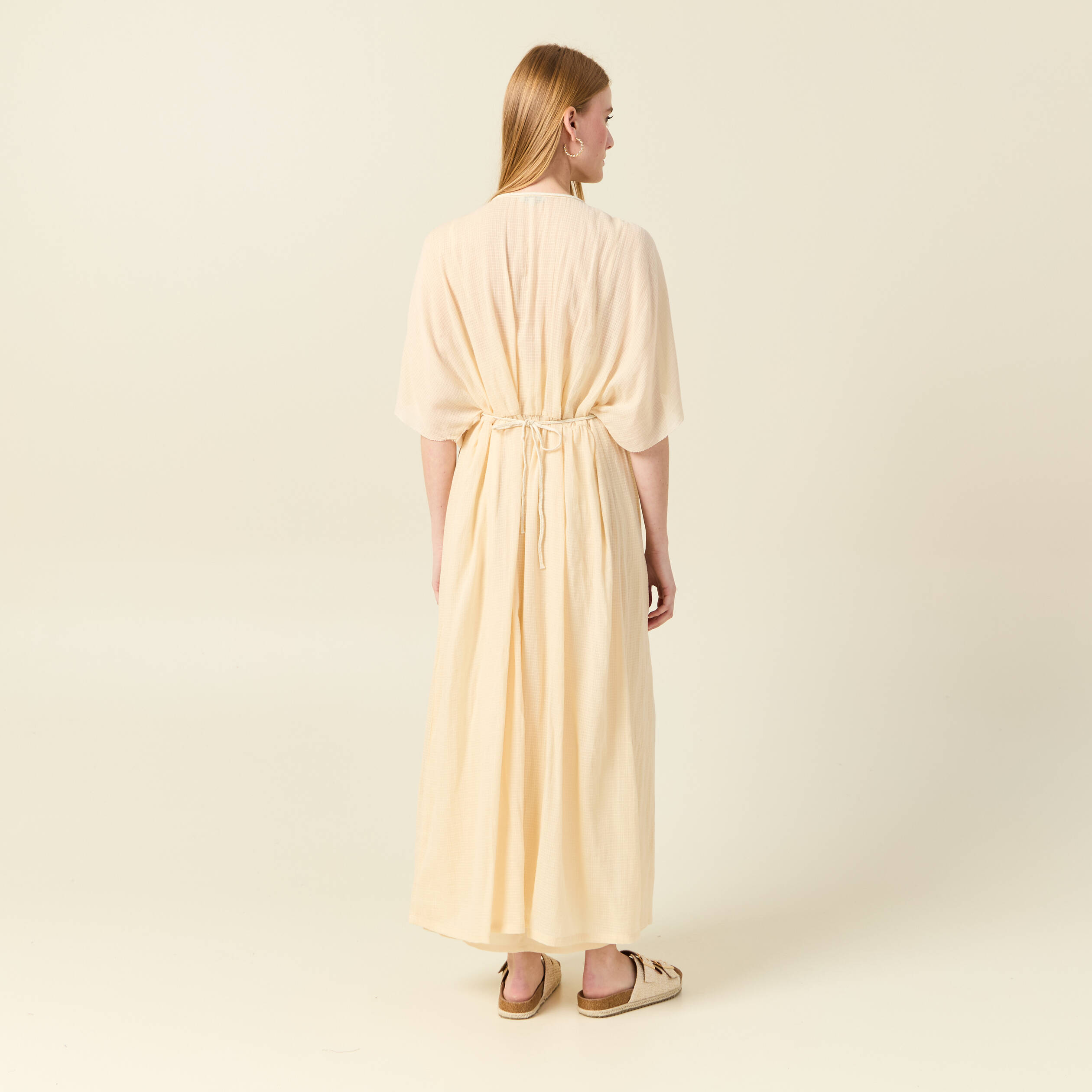 robe longue empire col en v creme femme Robe longue empire col en V creme femme