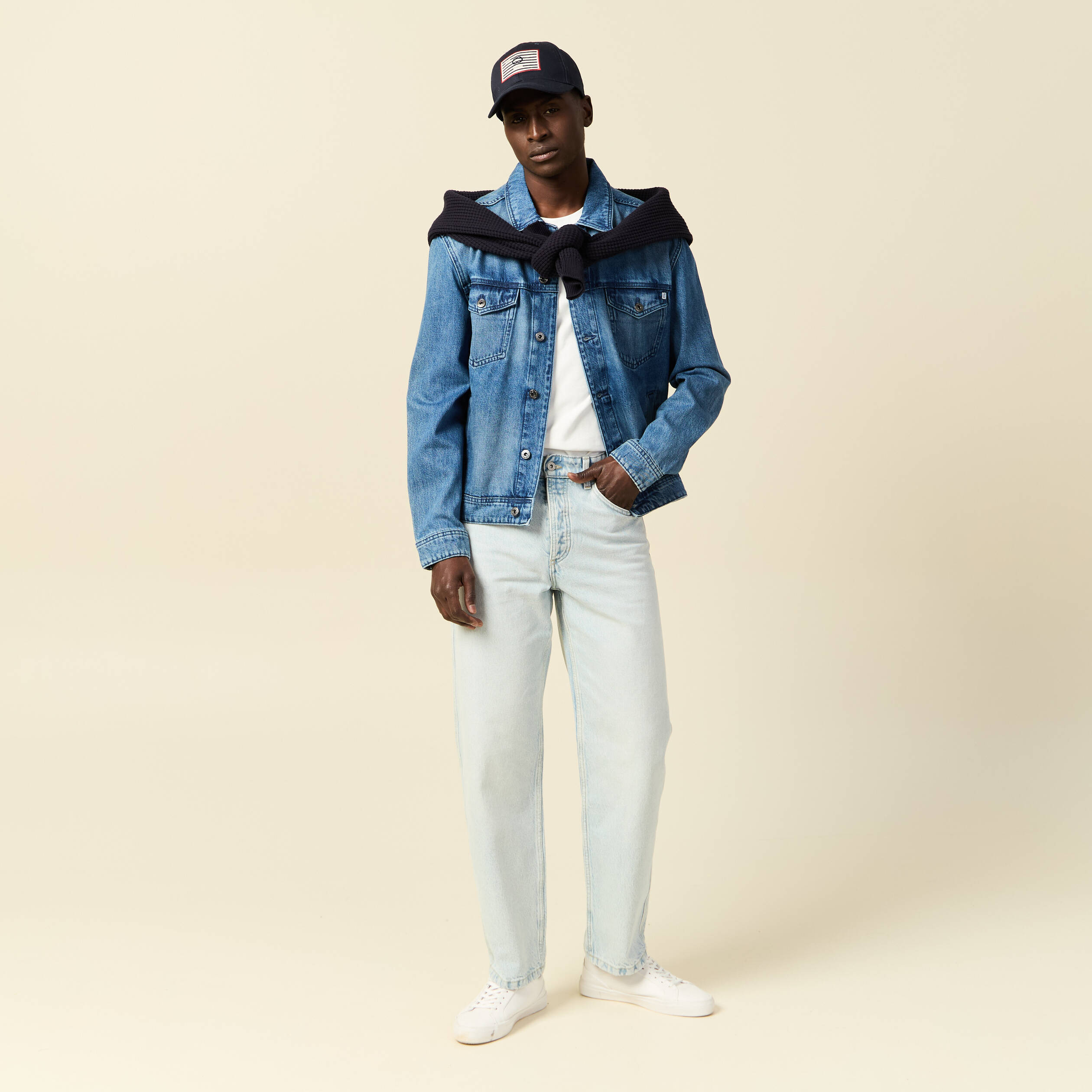veste droite en jean denim double stone homme Veste droite en jean denim double stone homme