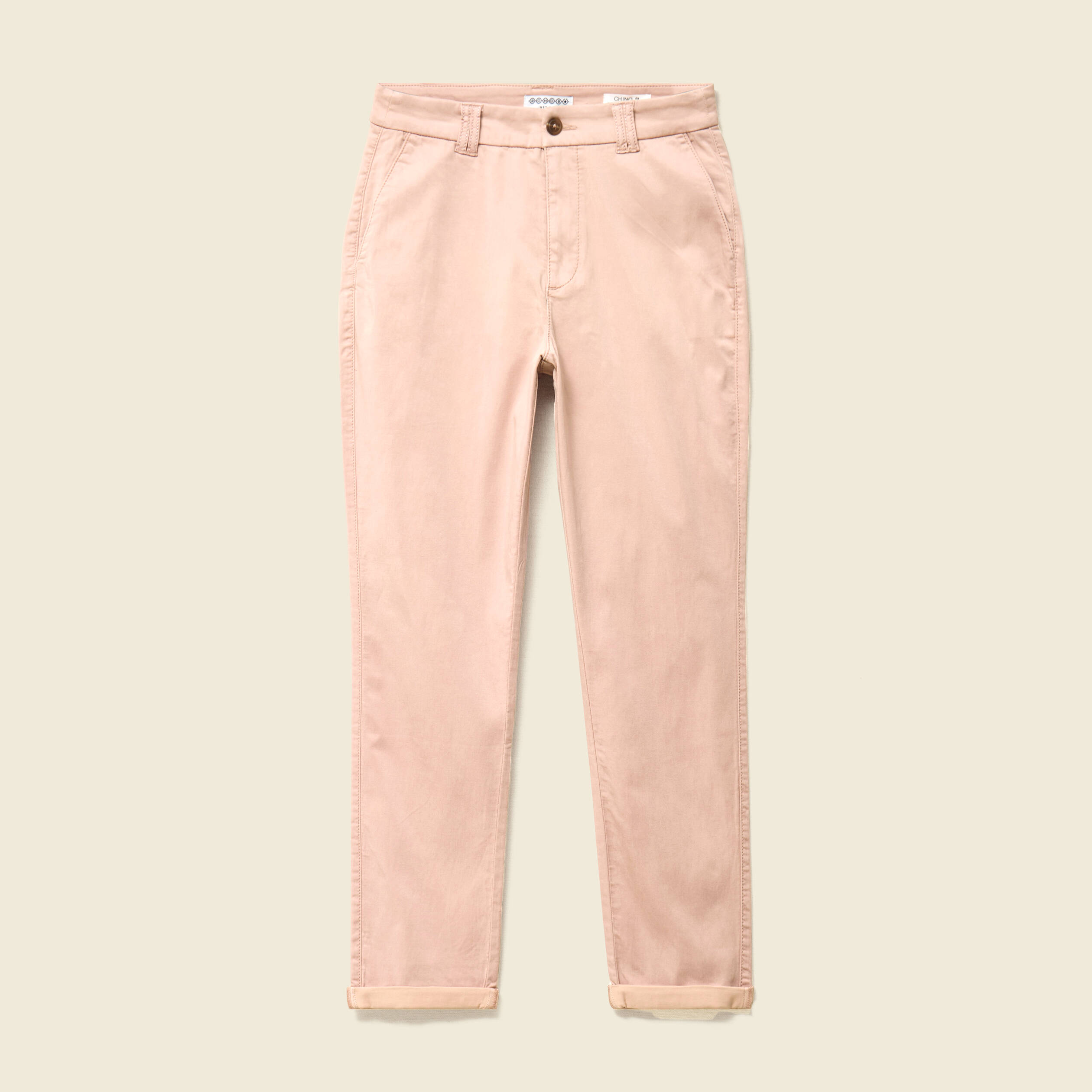 Chino cigarette 7/8&egrave;me taille haute rose clair femme
