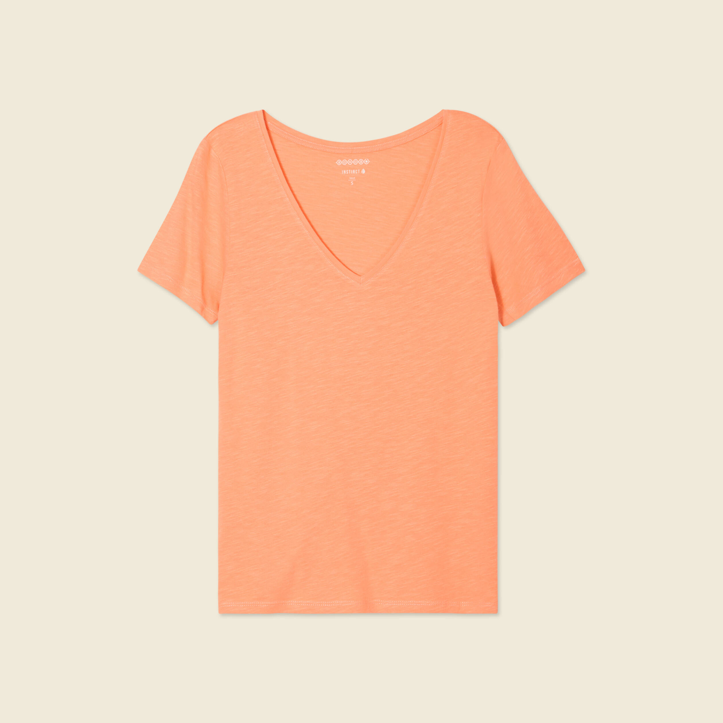 t shirt manches courtes orange corail femme T-shirt manches courtes orange corail femme