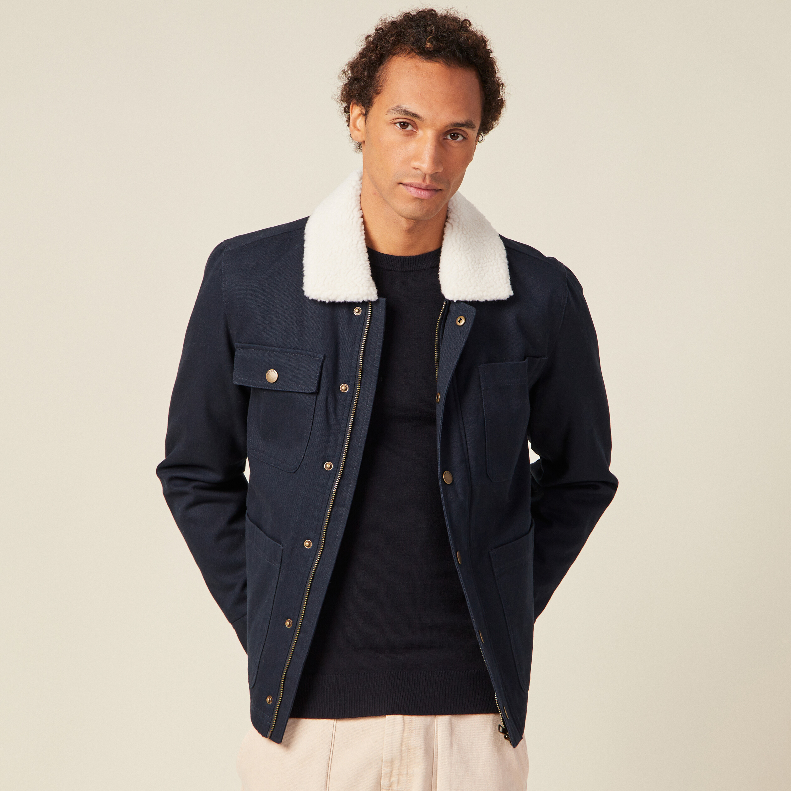 Blouson éco-responsable bleu marine homme