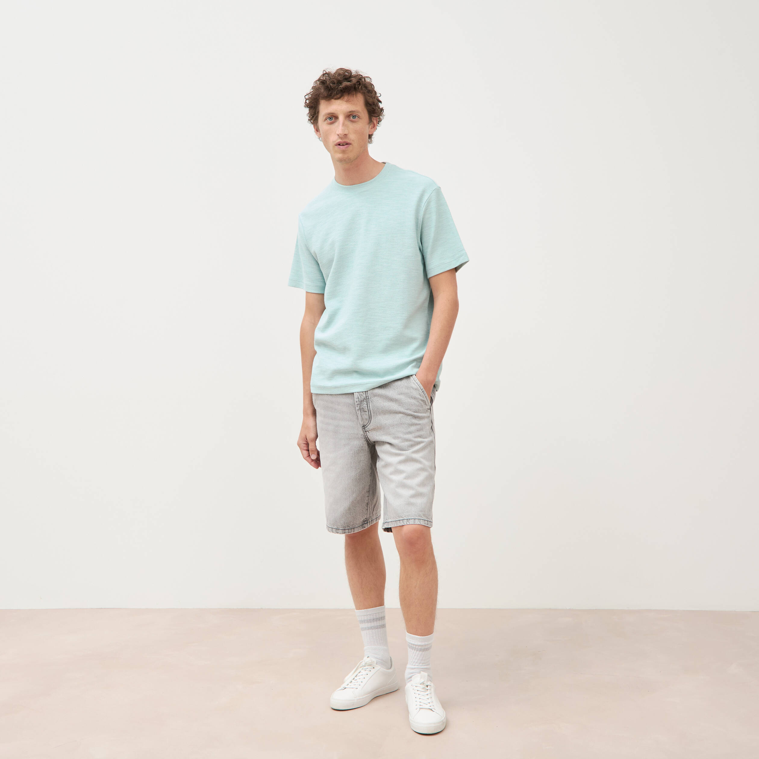 T-shirt manches courtes bleu gris homme