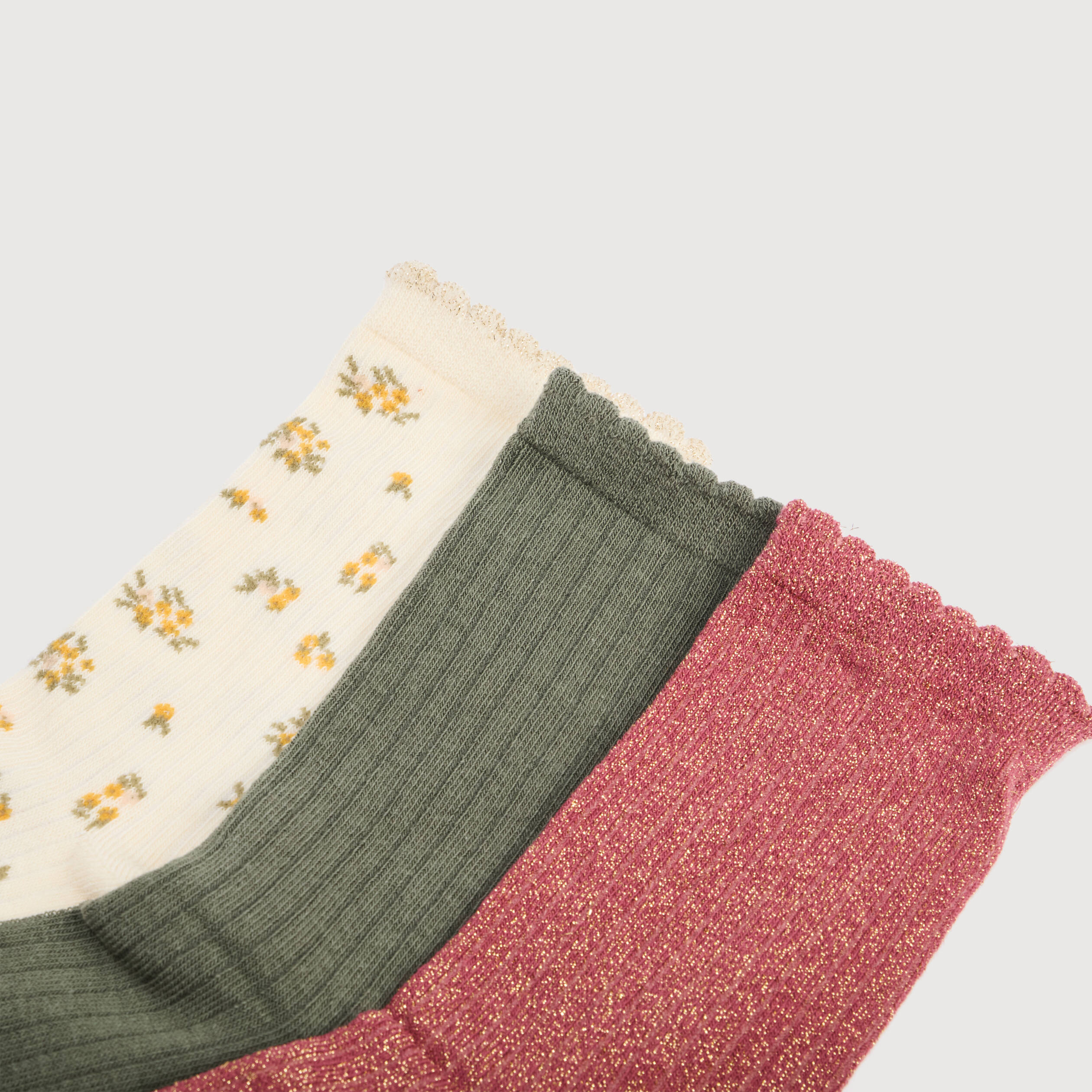 Lot de 3 paires chaussettes hautes creme femme