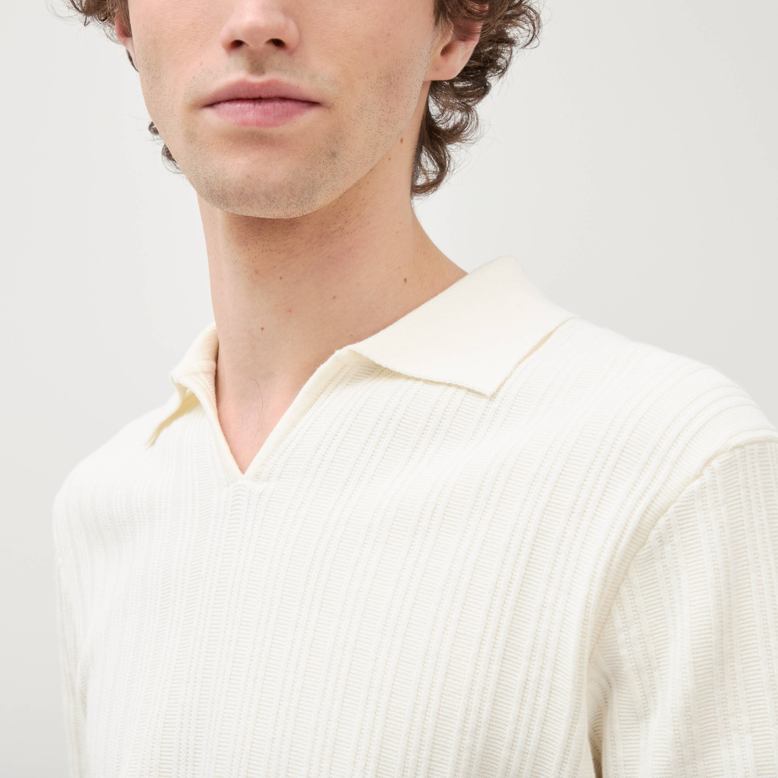 Polo manches courtes ecru homme