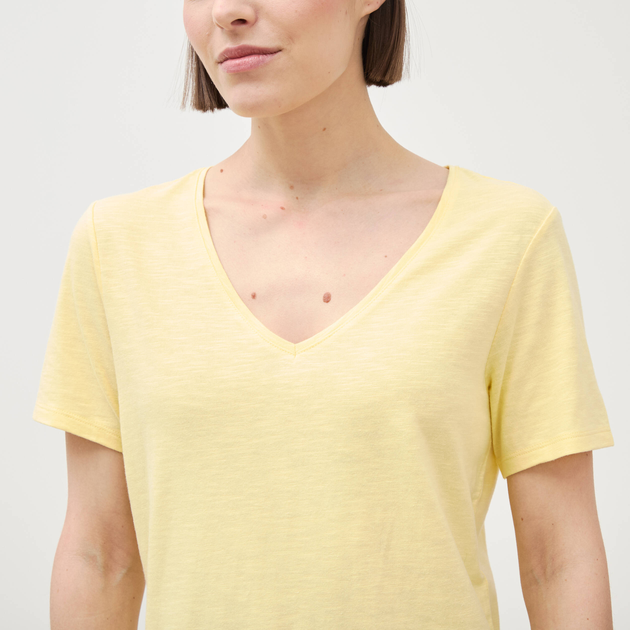 T-shirt manches courtes jaune pastel femme