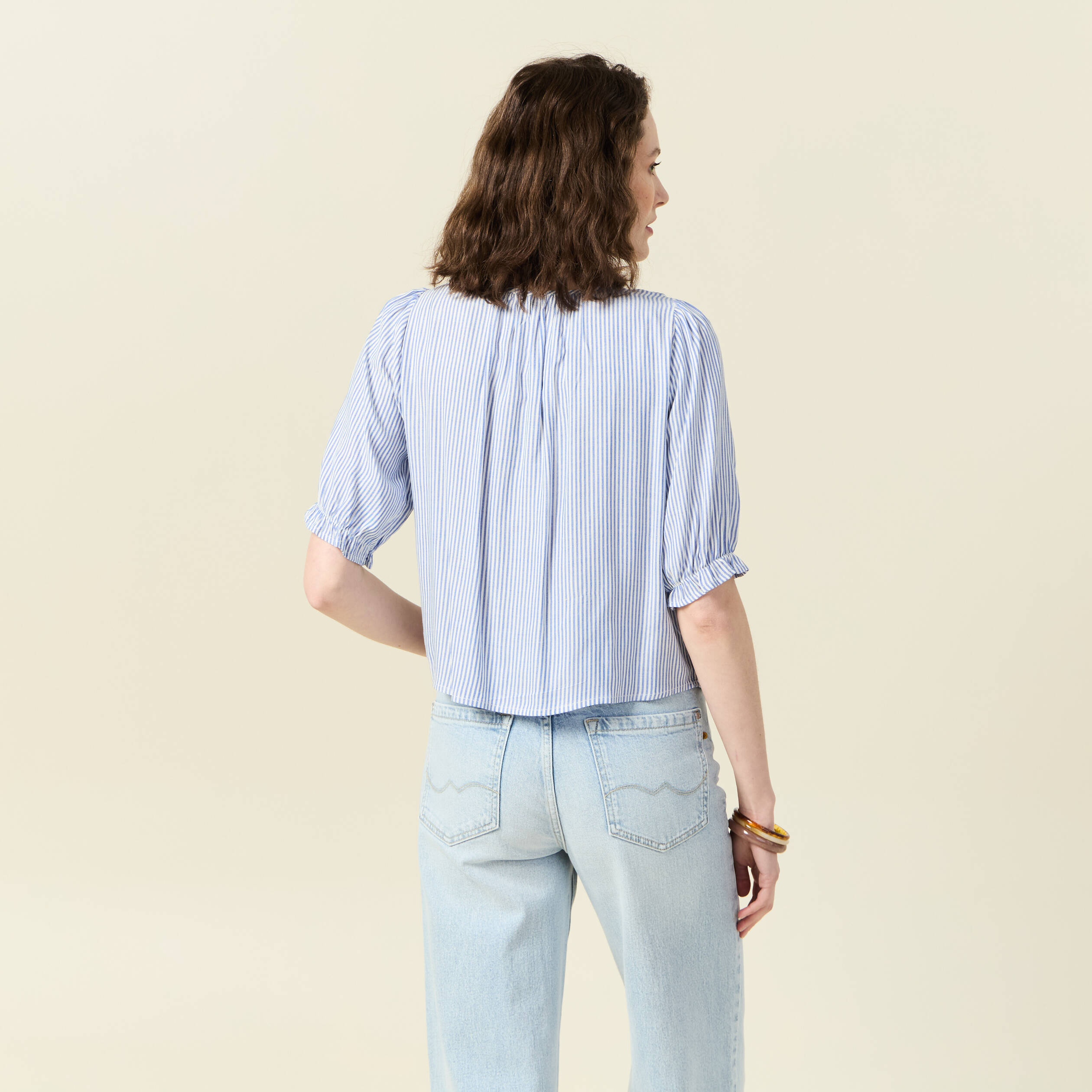 blouse manches 34 ecru femme Blouse manches 3/4 ecru femme