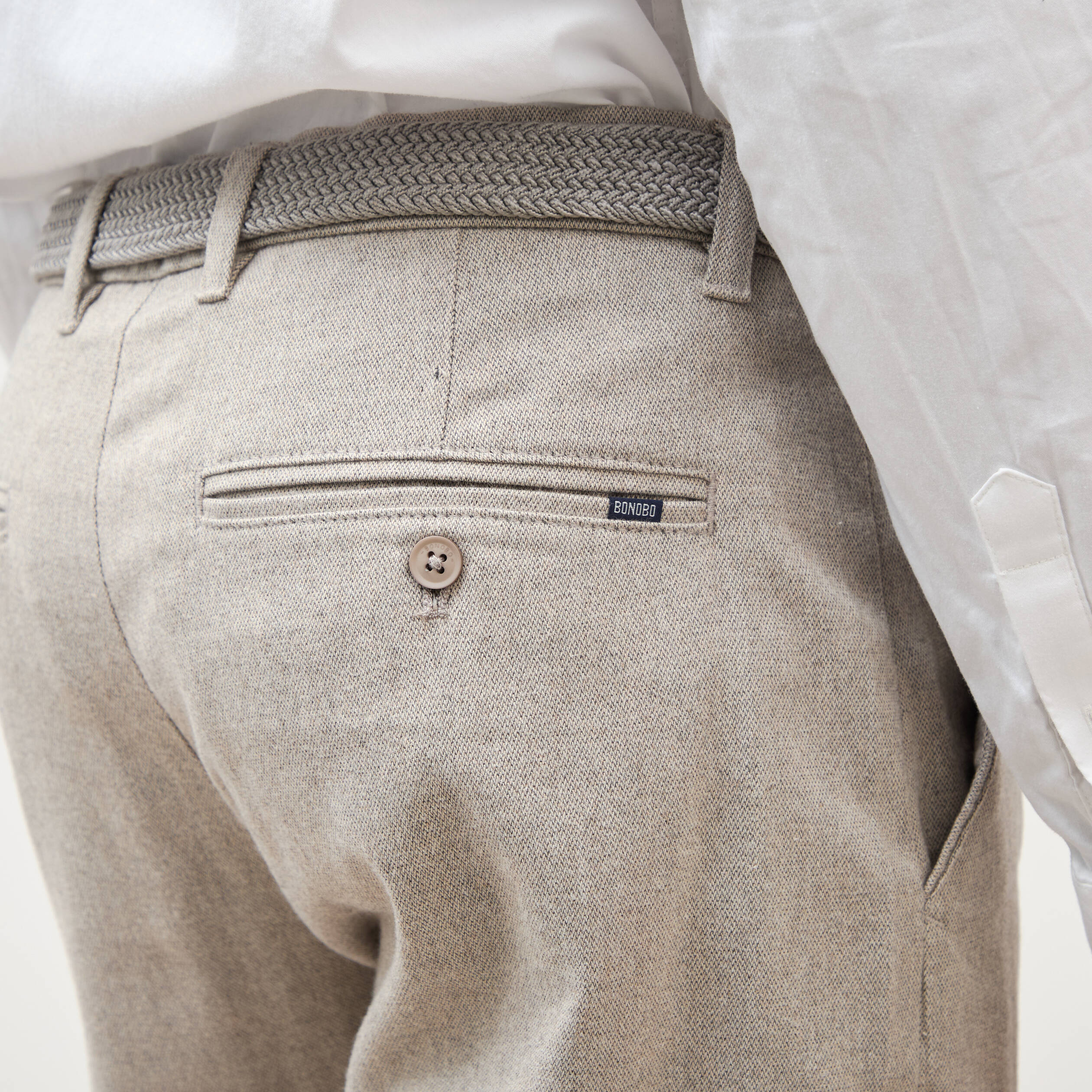 Pantalon chino avec ceinture beige homme