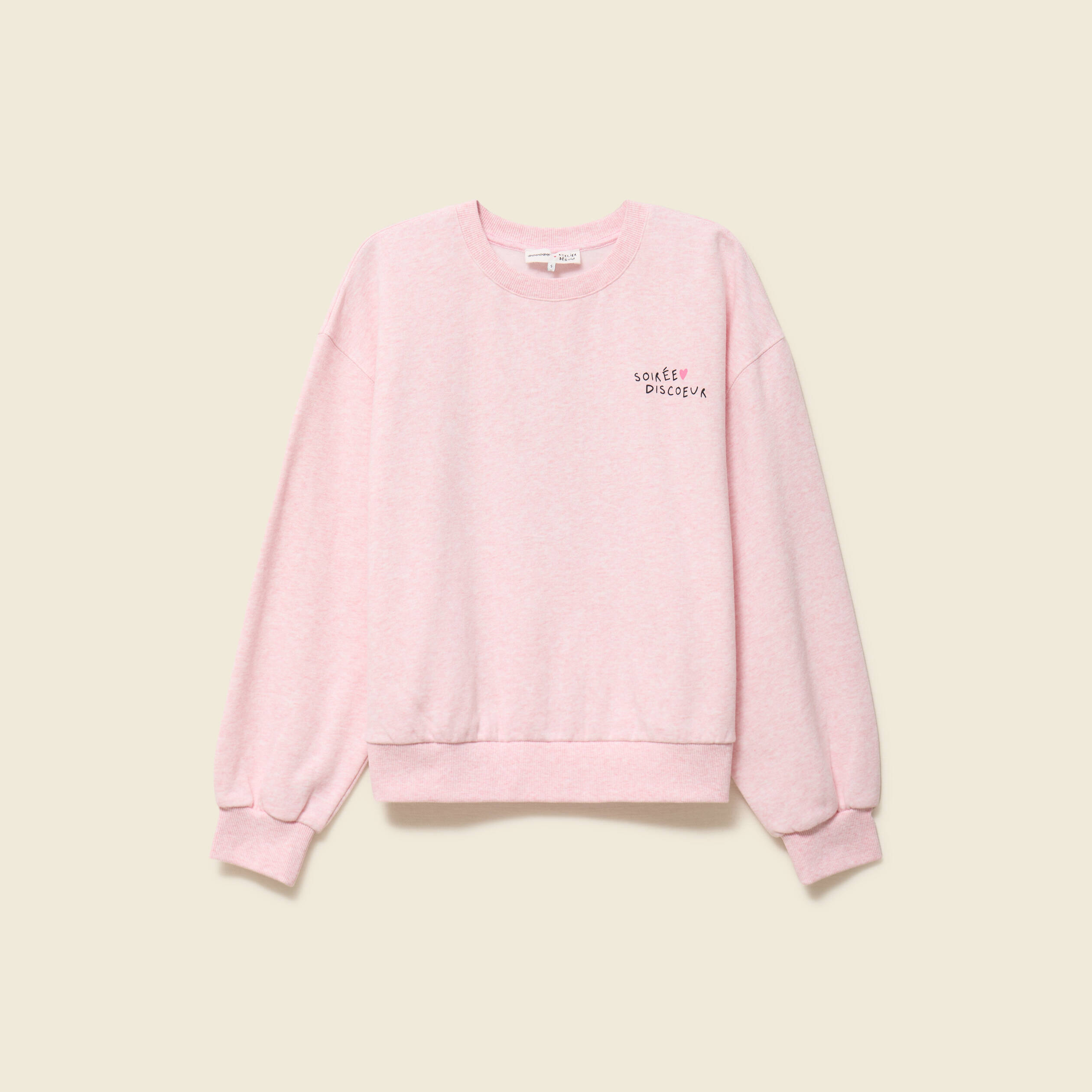 Sweat Atelier Beguin x Bonobo rose poudr&eacute;e femme
