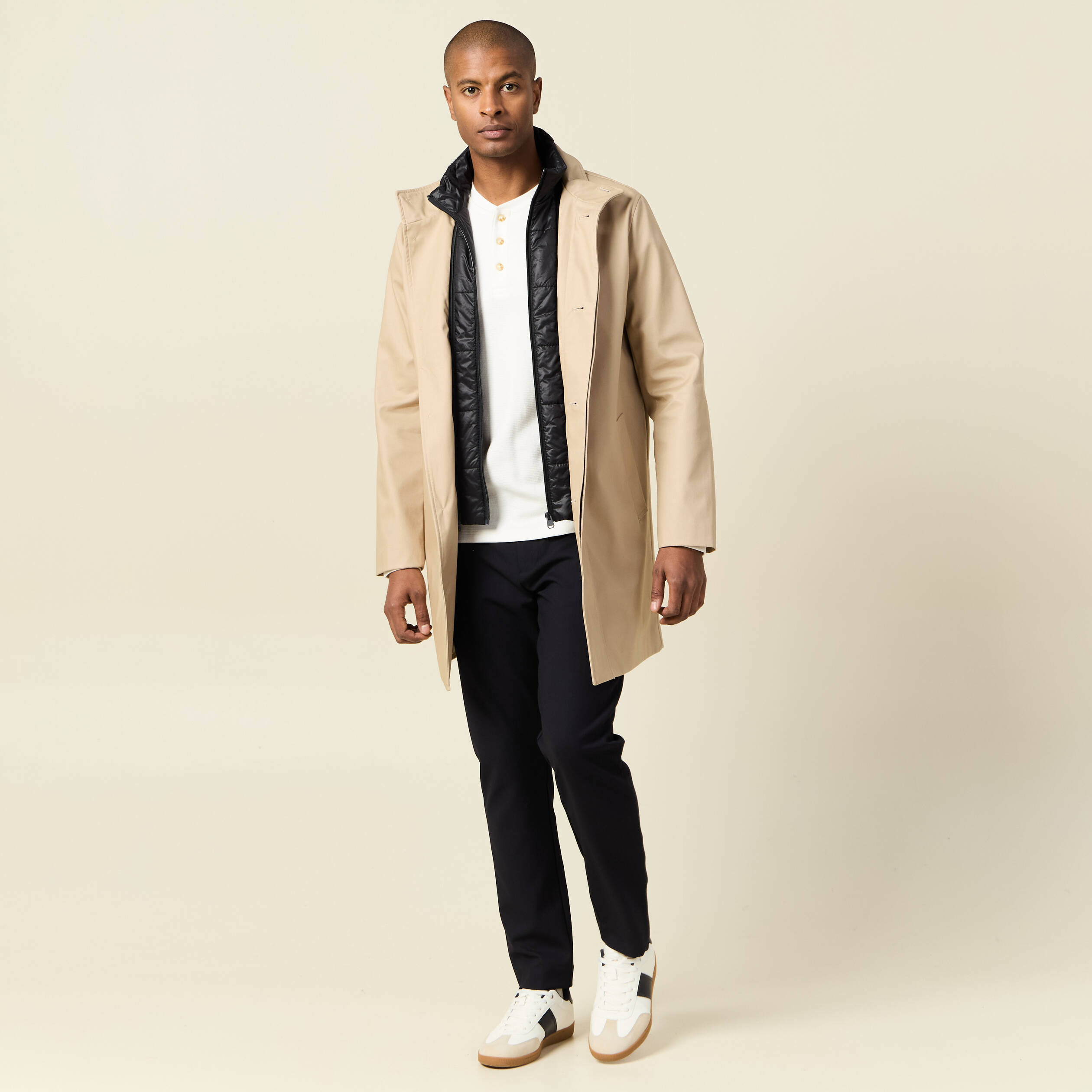 trench mi long col montant gris homme Trench mi-long col montant gris homme
