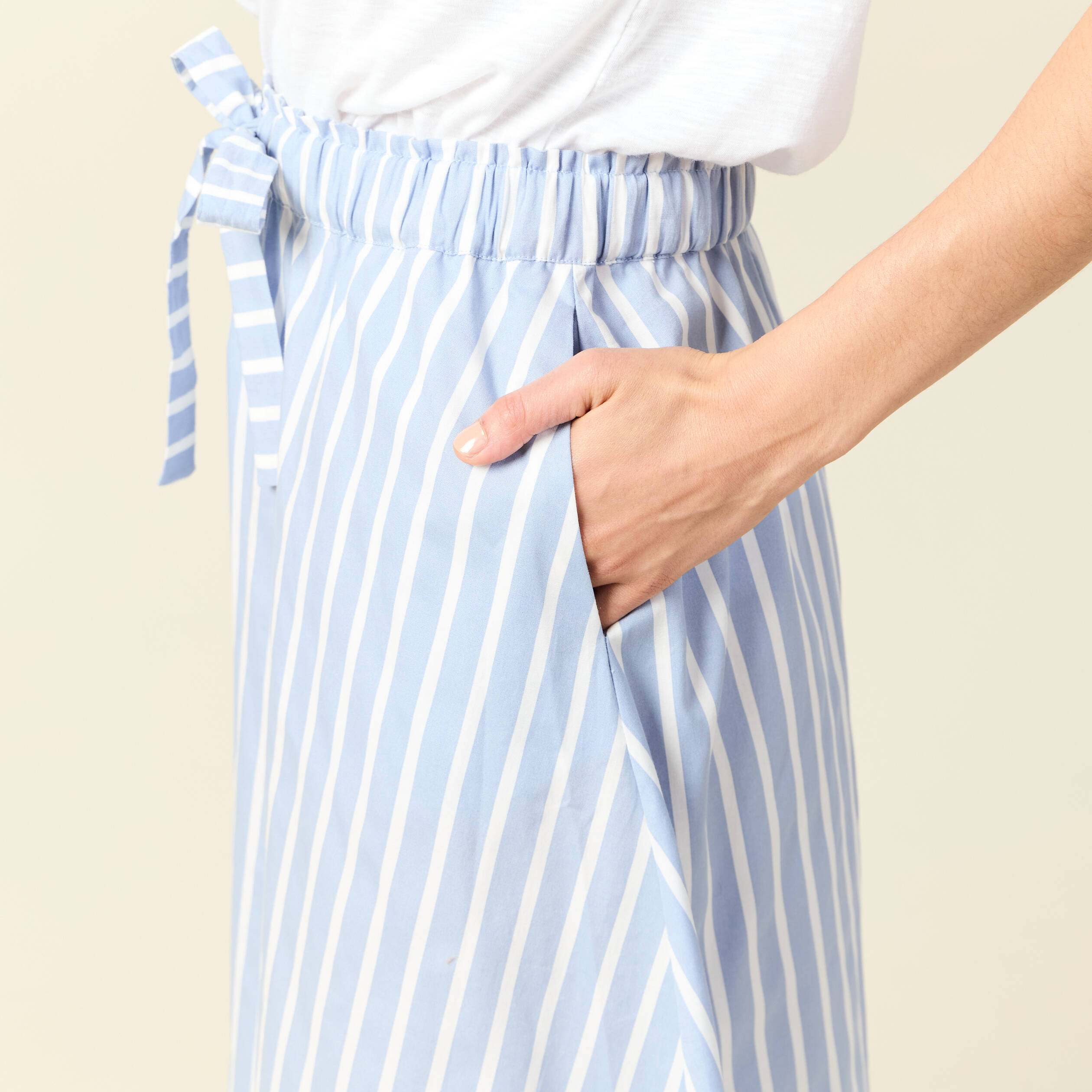 Jupe longue évasée en coton bleu ciel femme