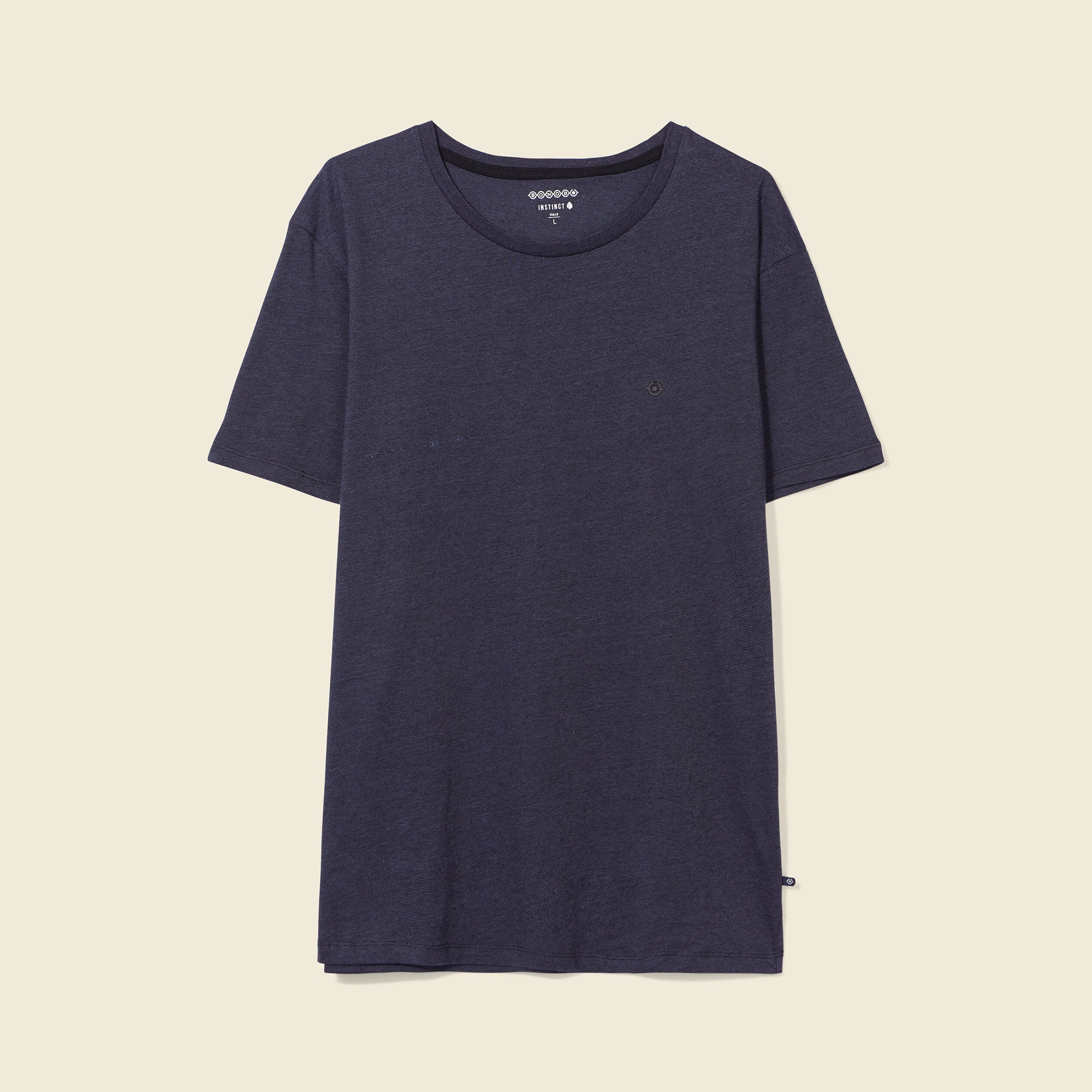 T-shirt cintr&eacute; col rond manches courtes bleu fonc&eacute; homme