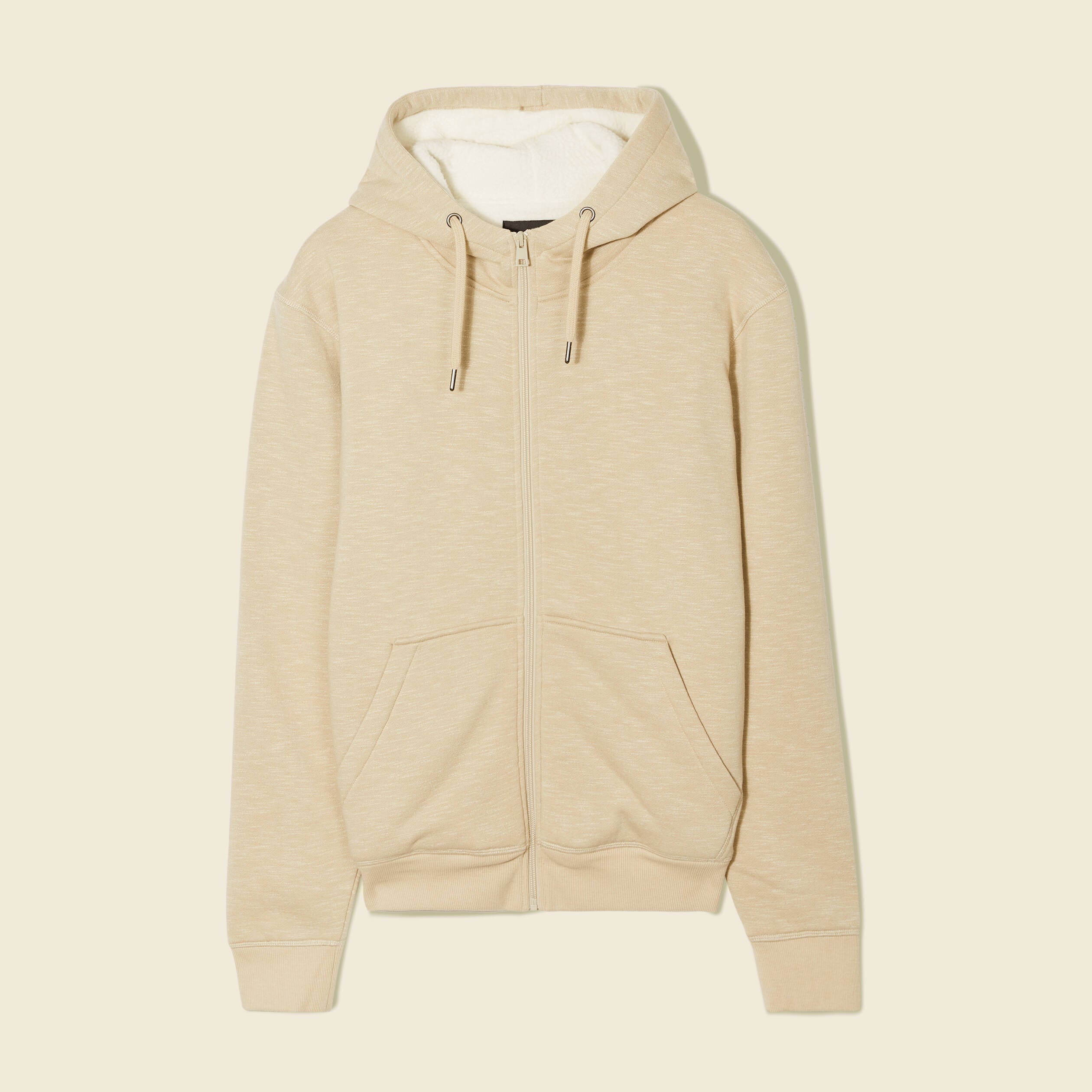 Sweat manches longues zipp&eacute; beige homme
