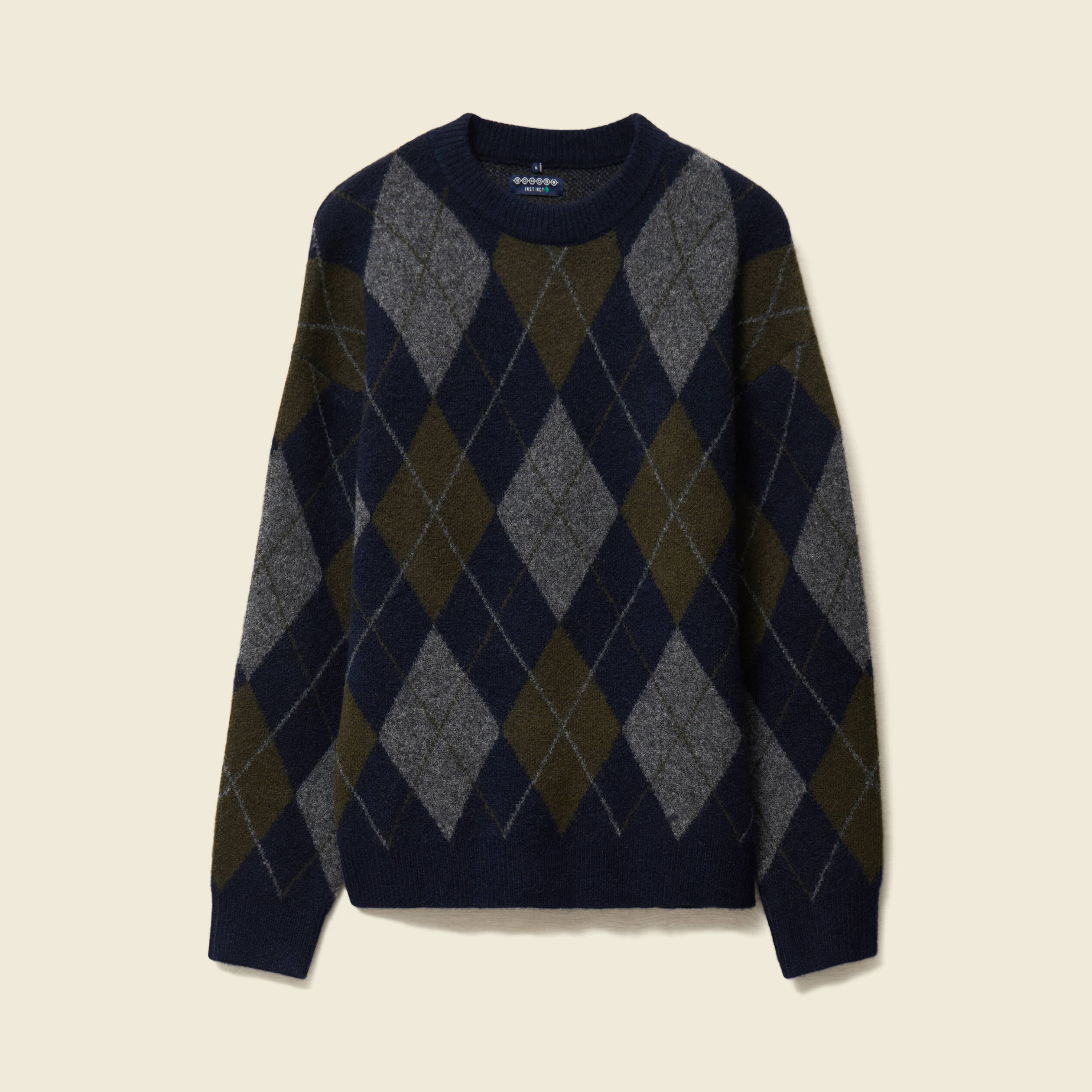 Pull col rond manches longues bleu marine homme