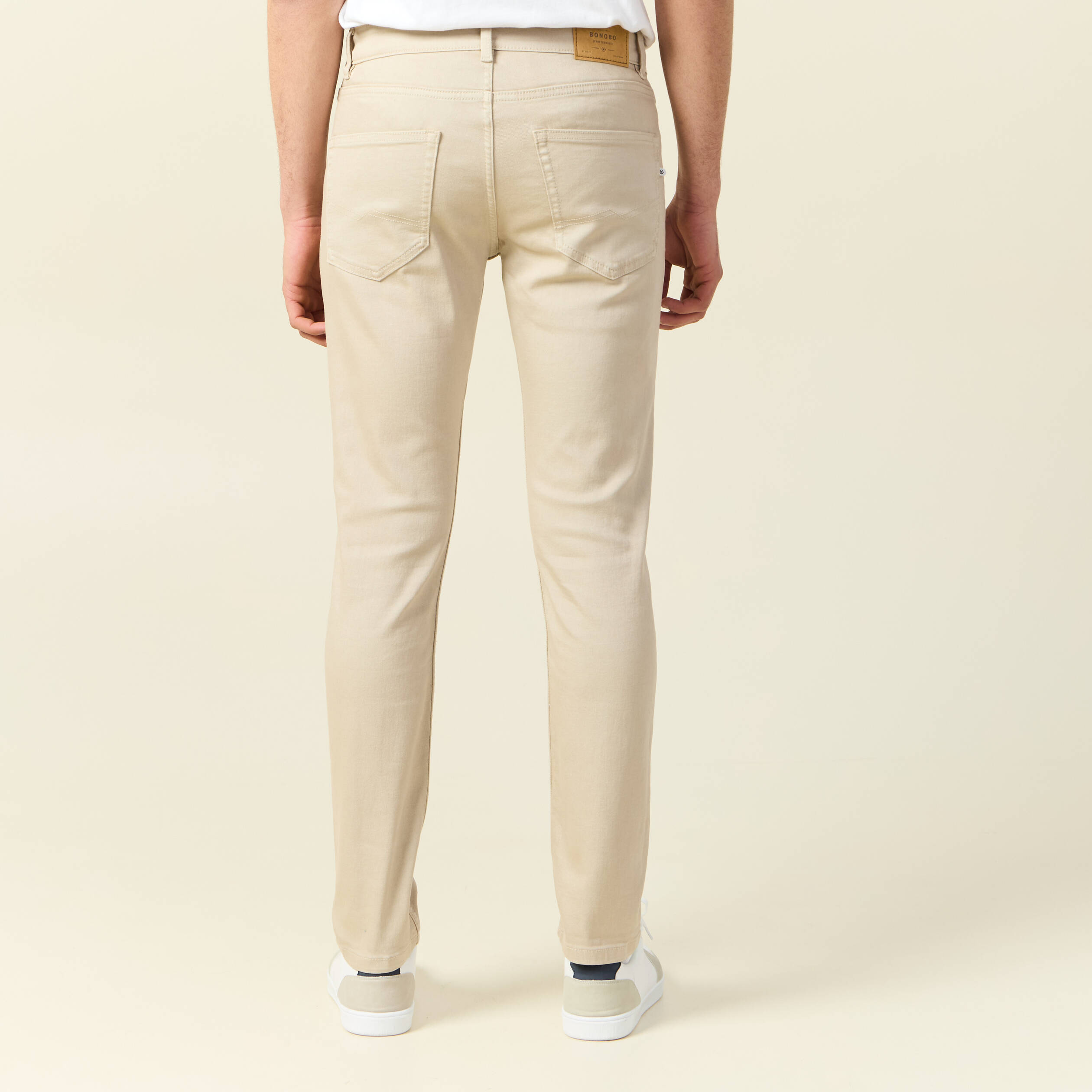 jeans slim 5 poches denim beige homme Jeans slim 5 poches denim beige homme