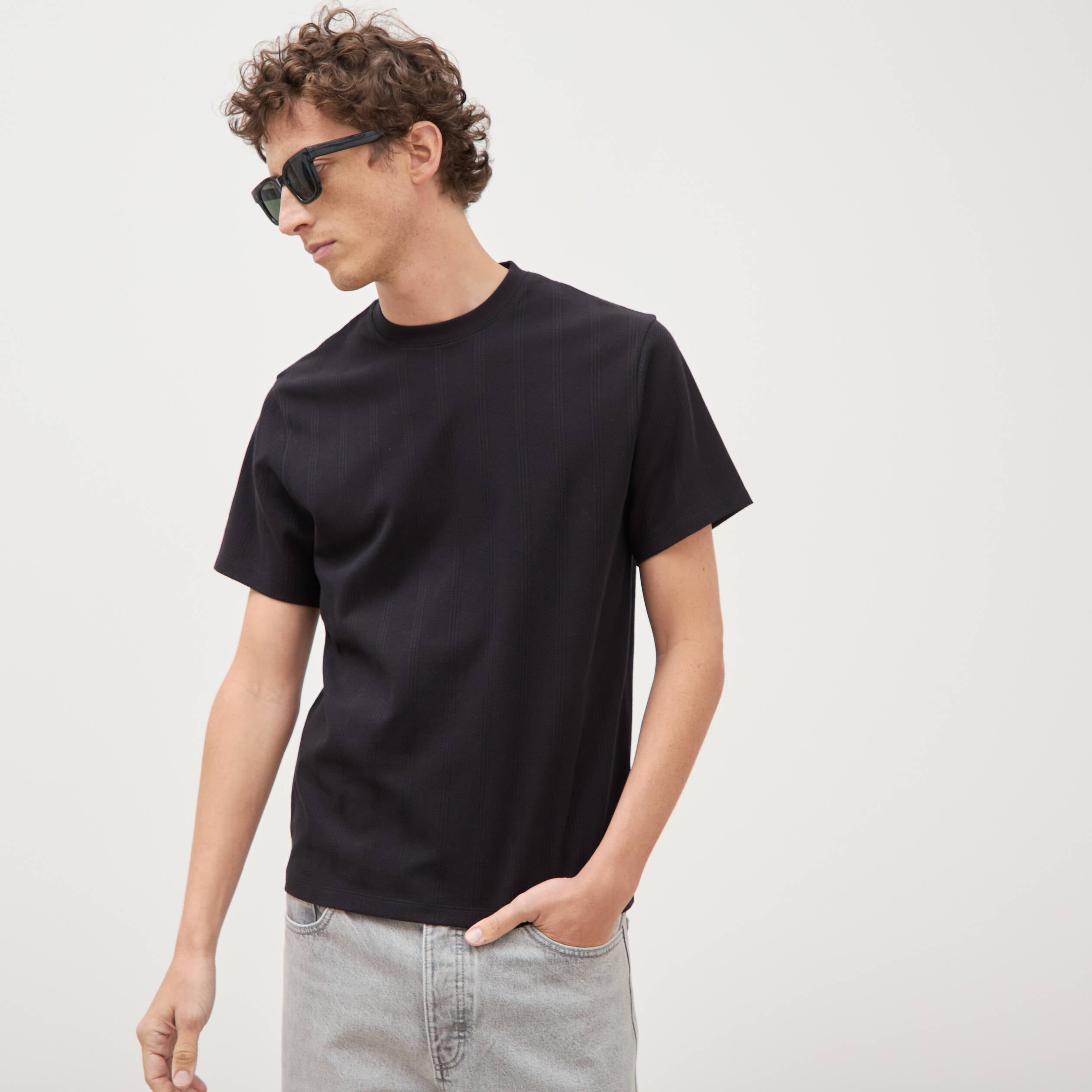 T-shirt en coton manches courtes noir homme