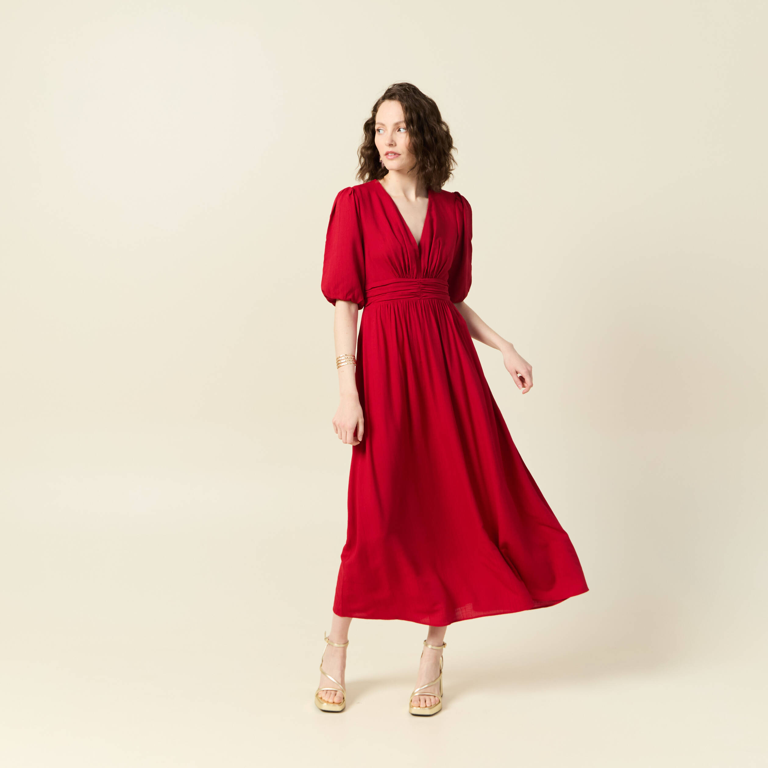 robe longue evasee rouge fonce femme Robe longue évasée rouge foncé femme