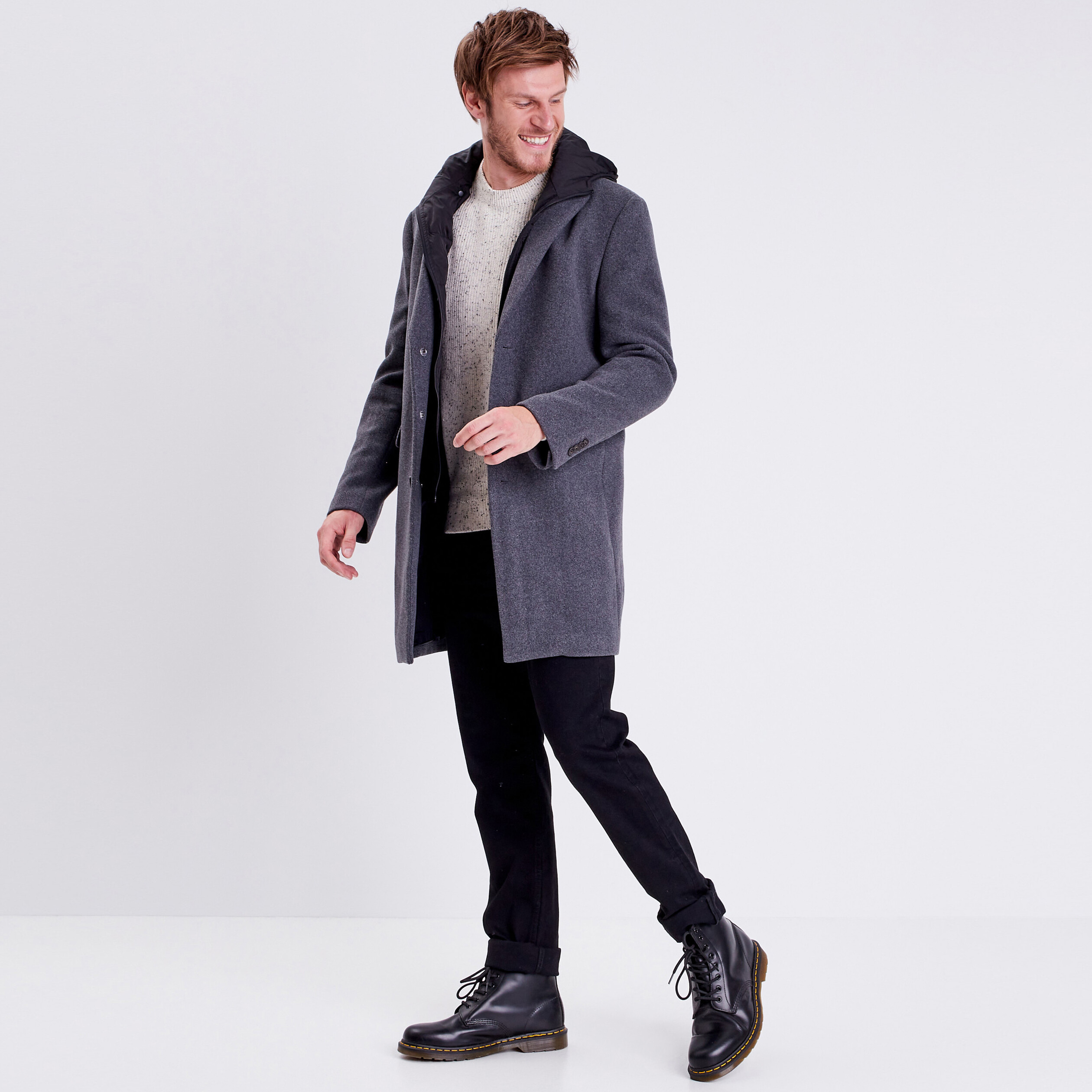 Manteau droit gris clearance
