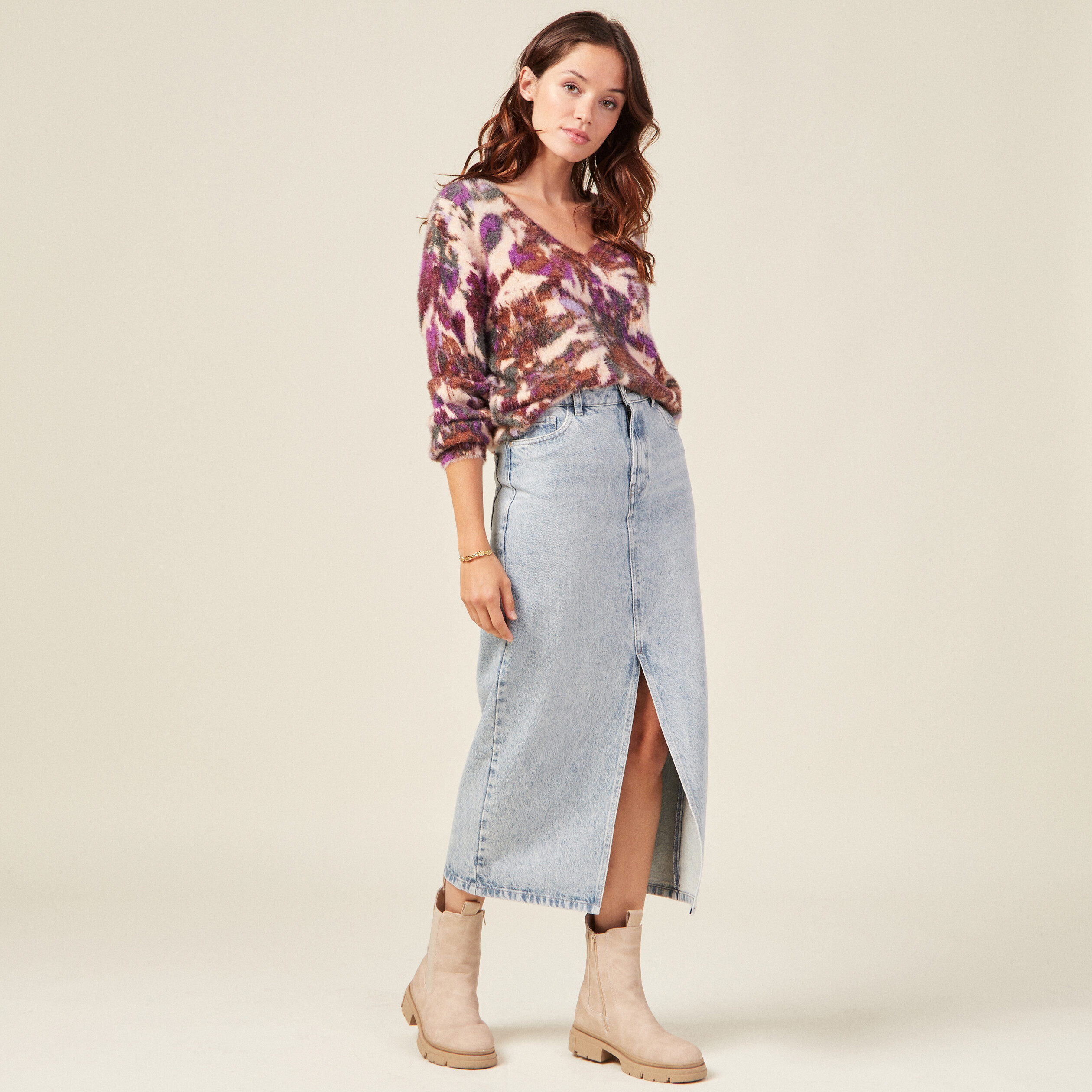 pull manches longues violet femme Pull manches longues violet femme