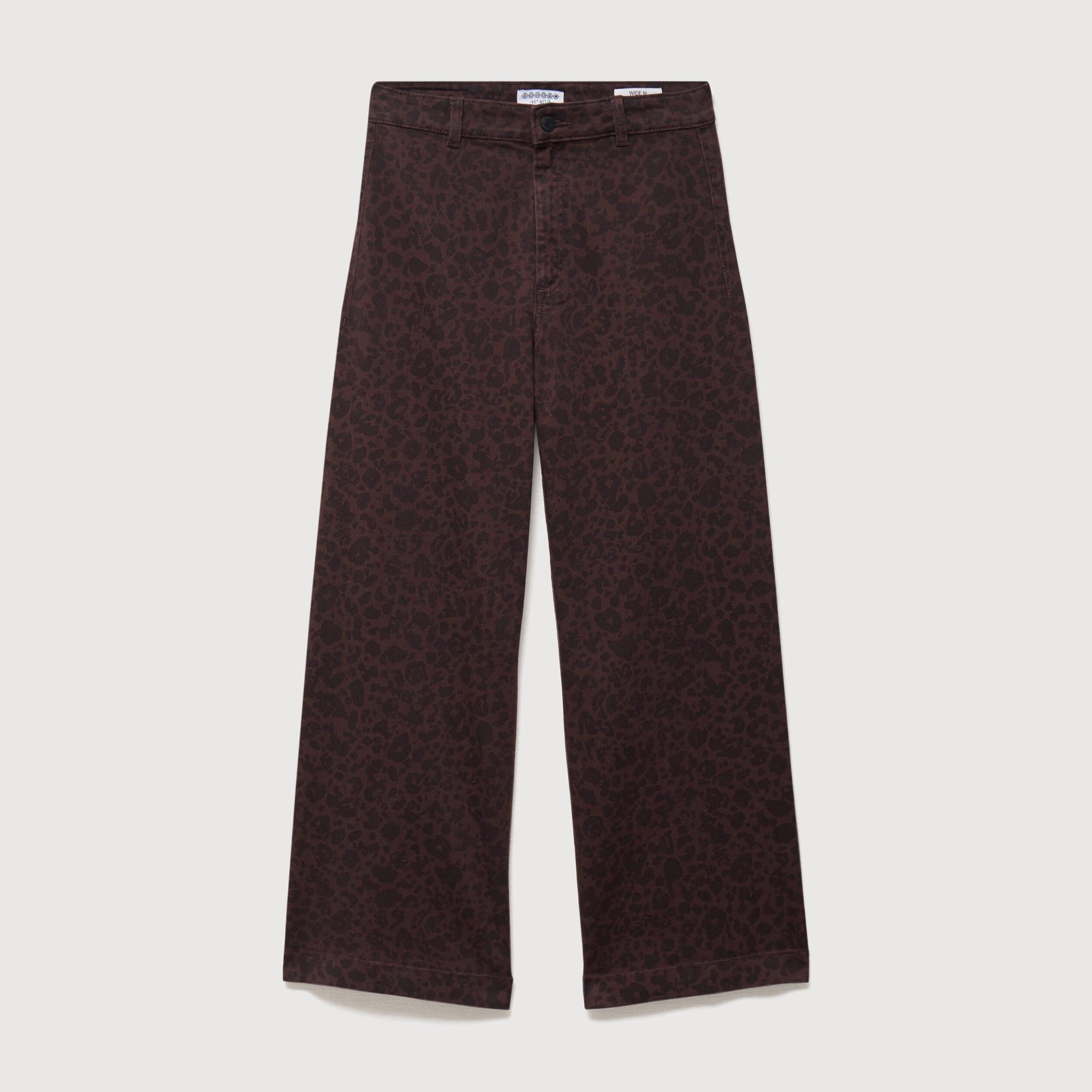 Jeans large cropped taille haute marron chocolat femme