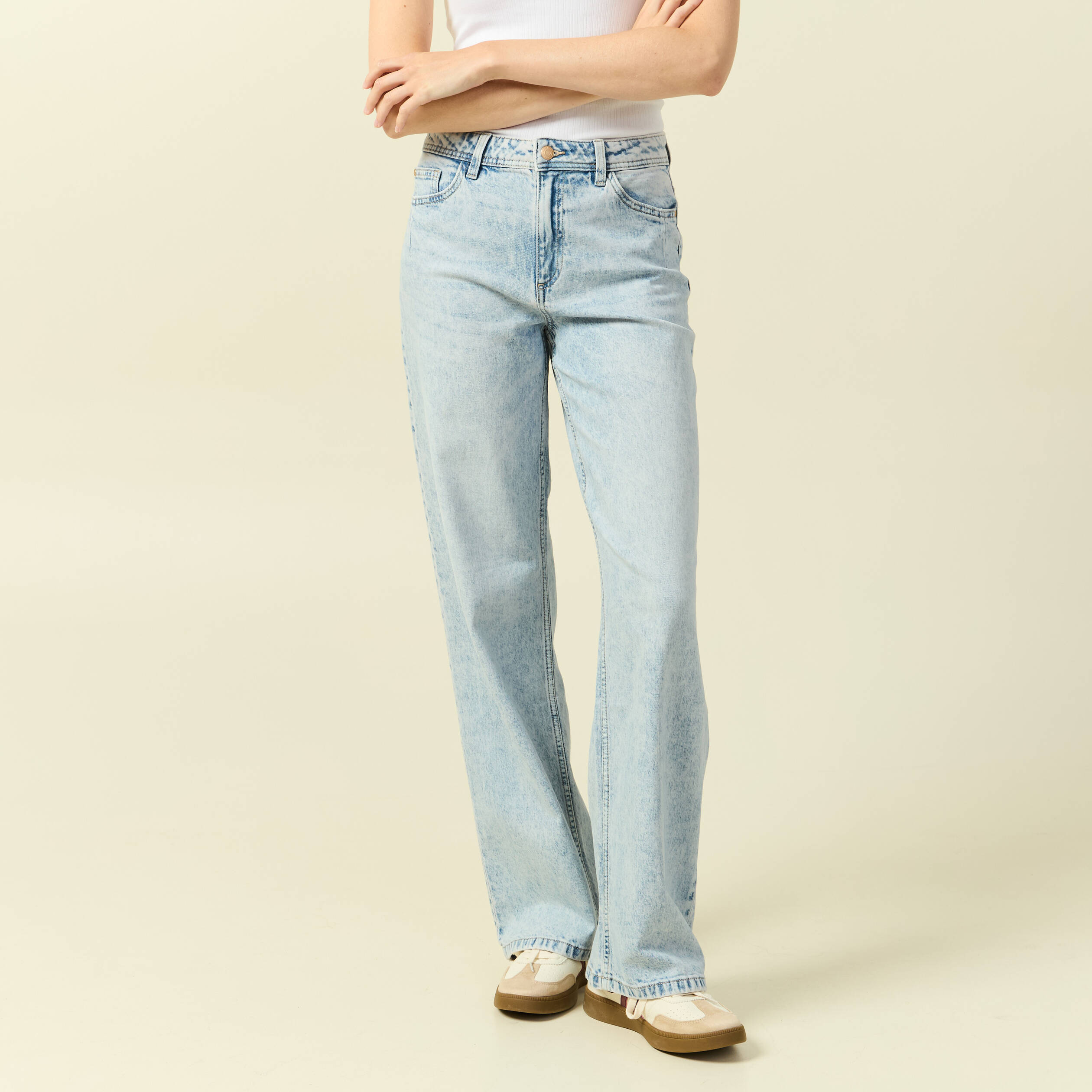 jeans large taille standard denim snow bleu femme Jeans large taille standard denim snow bleu femme