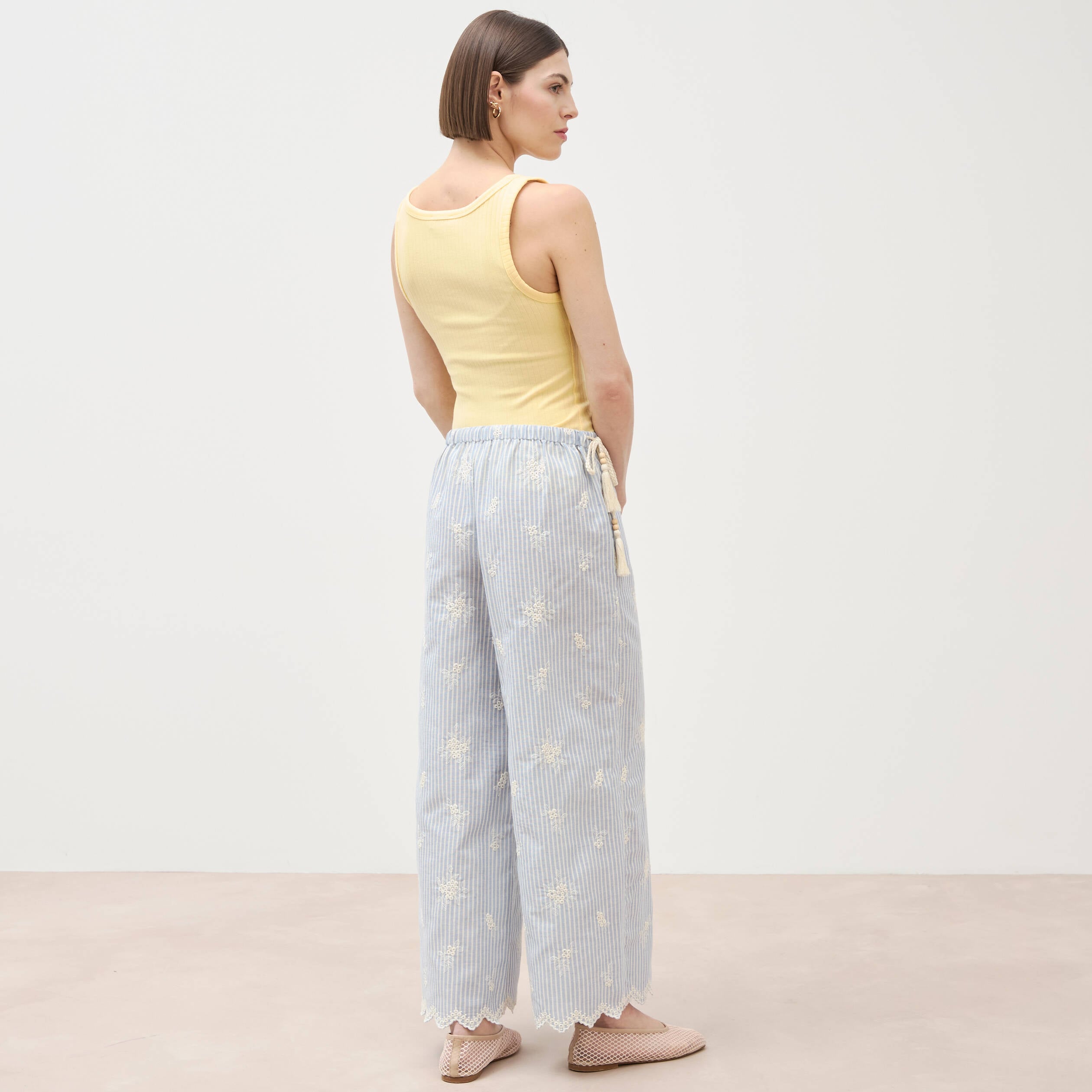 Pantalon loose taille standard bleu clair femme